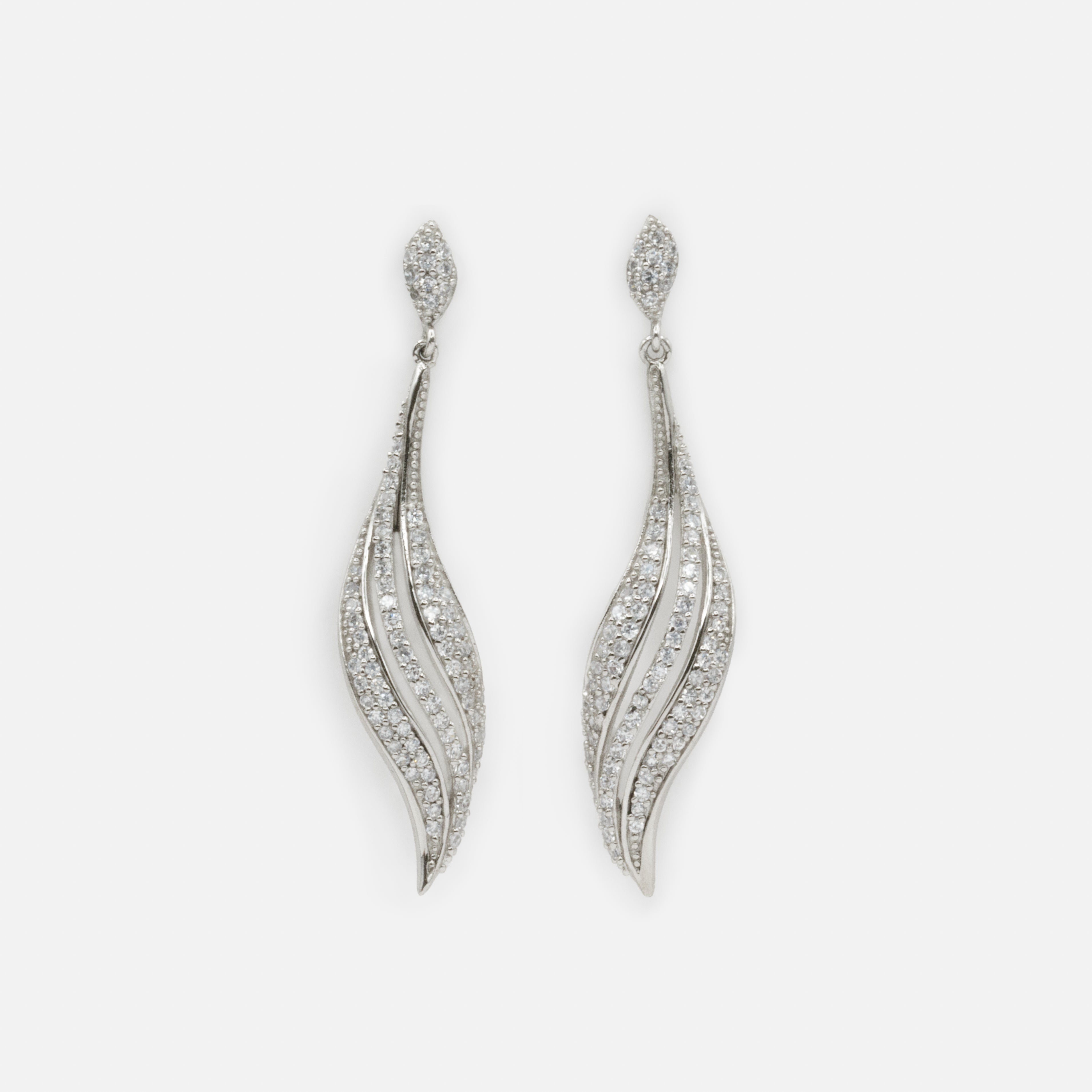 Boucles d'oreilles pendantes avec zircons cubiques en argent sterling