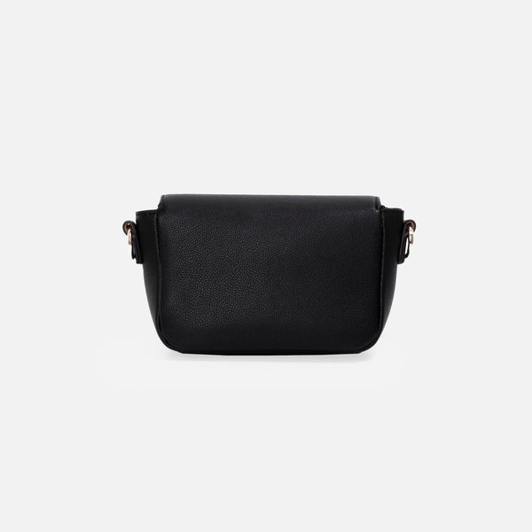 Load image into Gallery viewer, Black crossbody bag with metal clasp