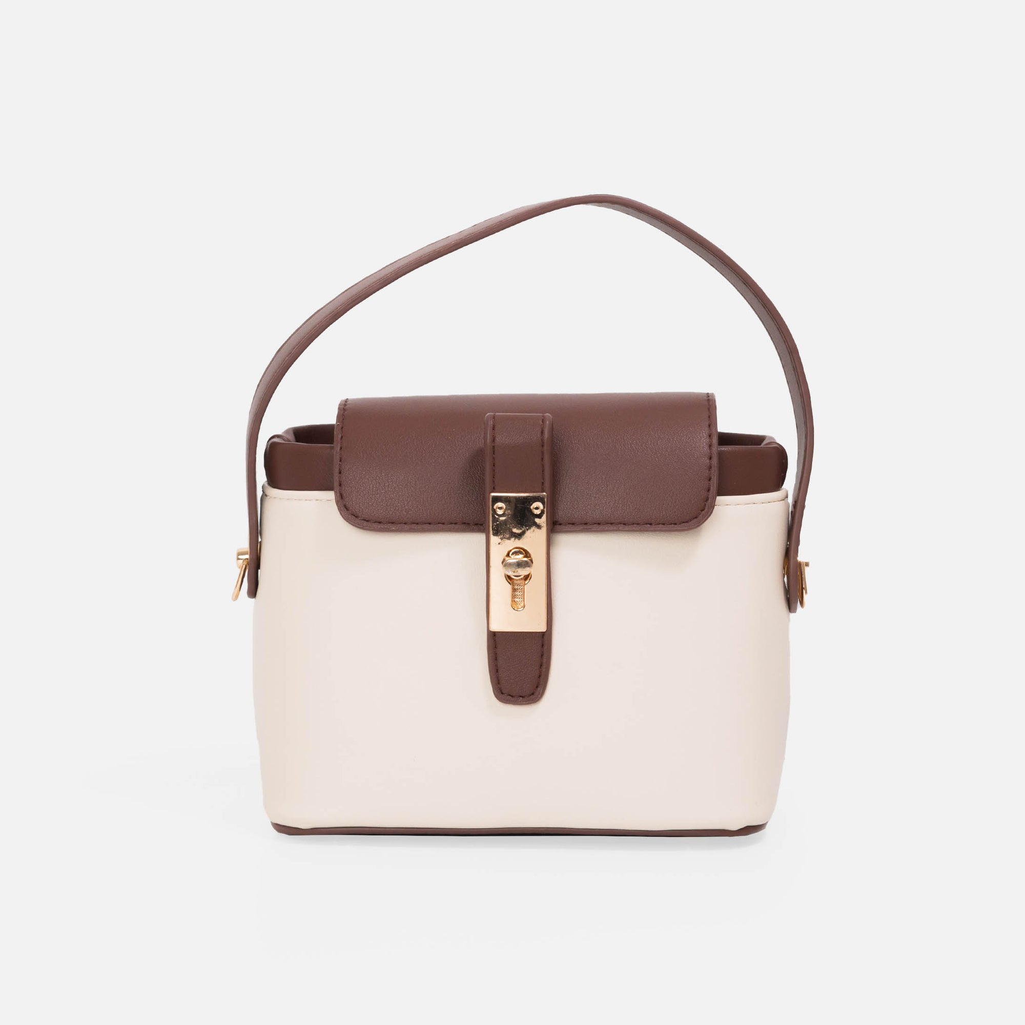 Sac à main beige avec poignée brune