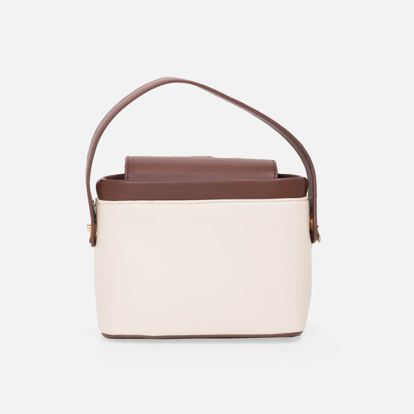 Charger l'image dans la galerie, Sac à main beige avec poignée brune