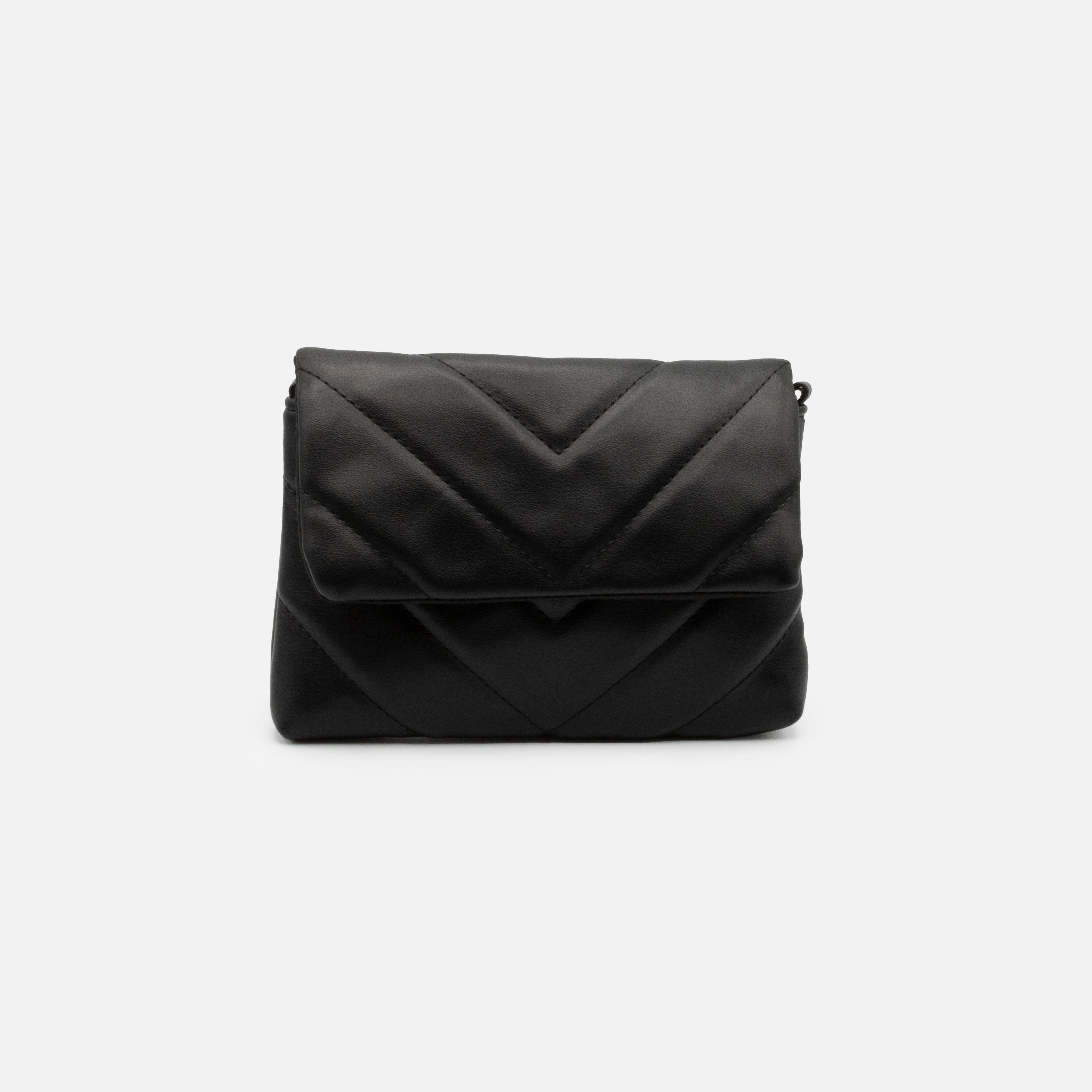 Sac à main matelassé à bandoulière noir