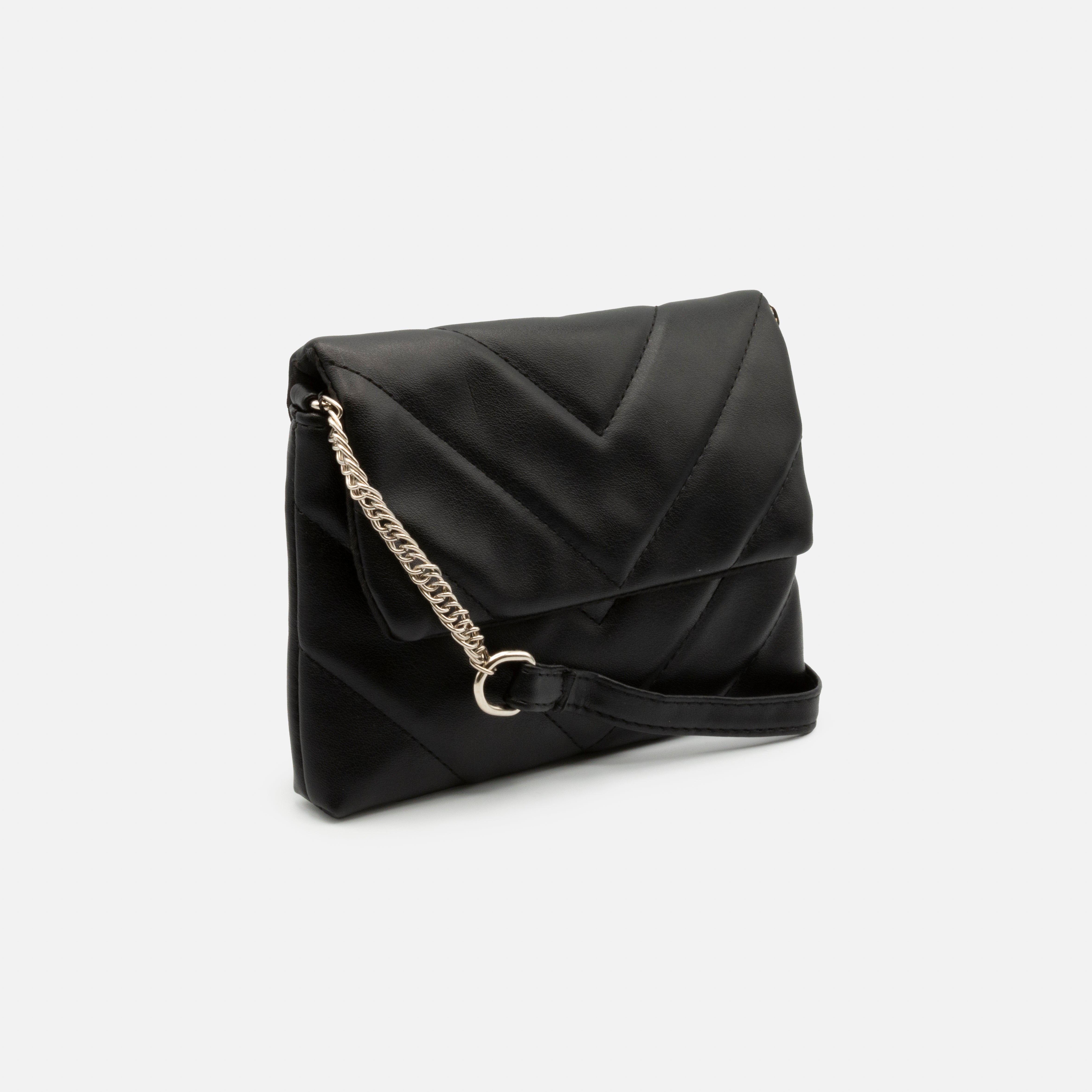 Sac à main matelassé à bandoulière noir