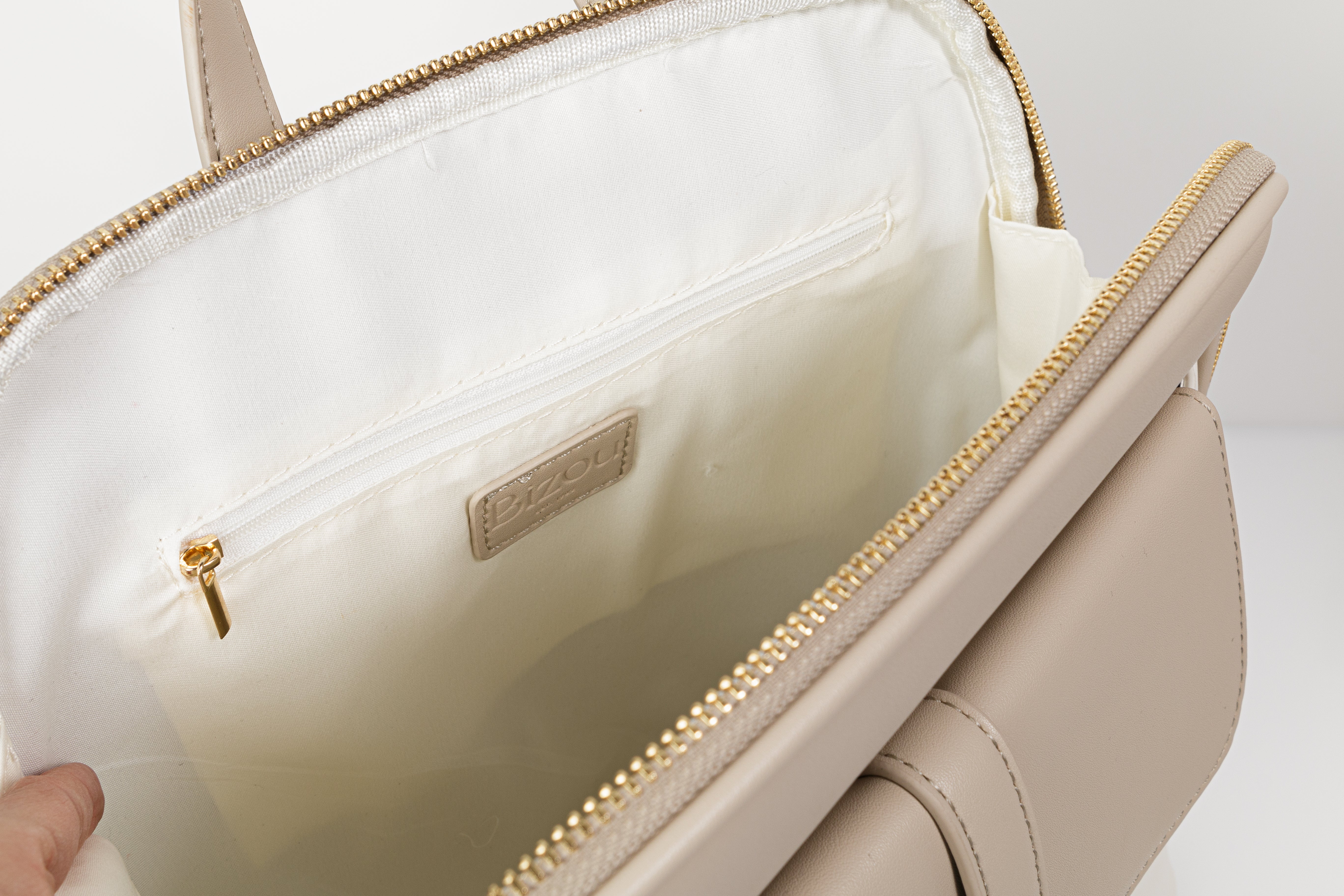 Ivory and beige PU backpack