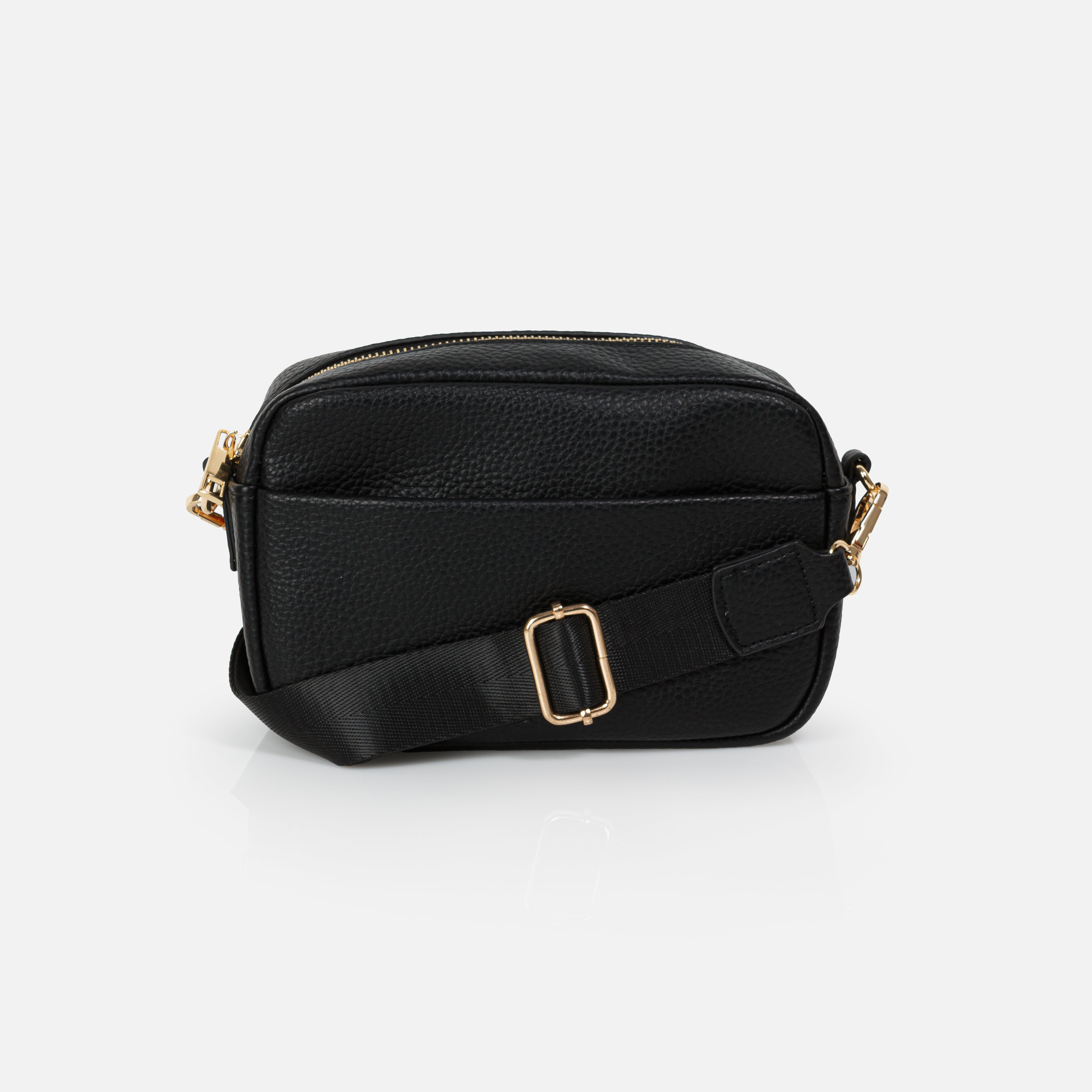 Black shoulder bag with nylon strap