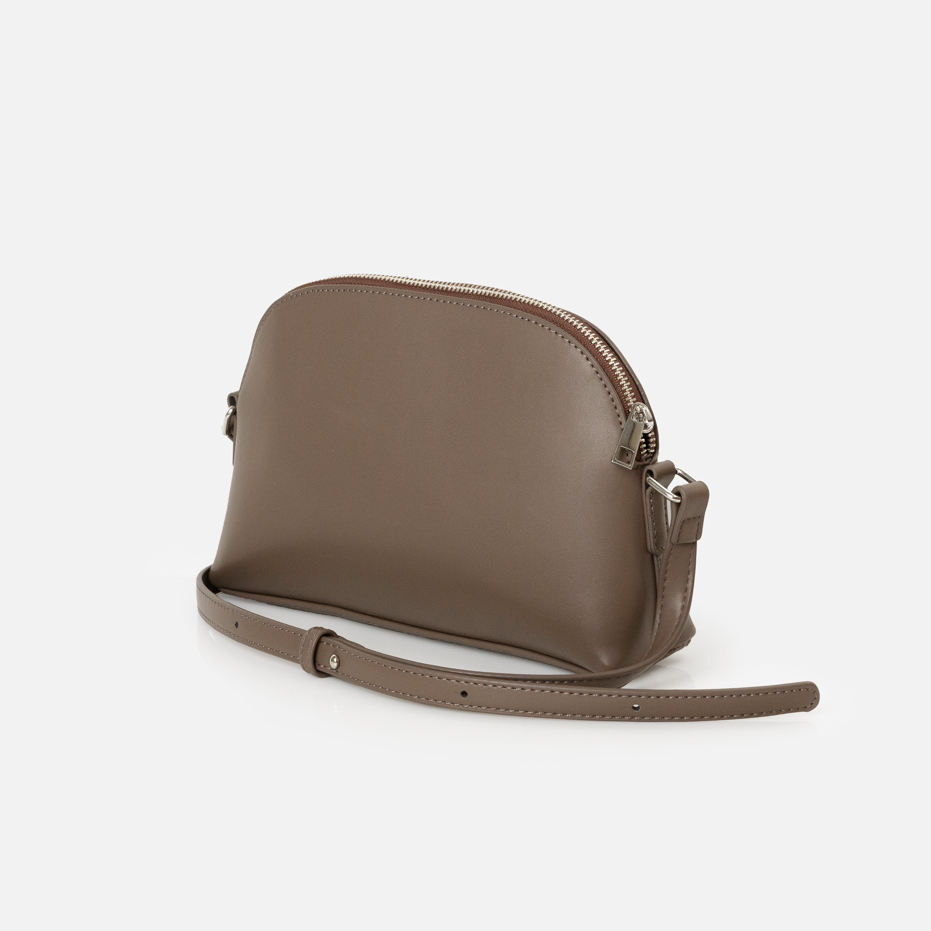 Taupe shoulder bag with front seam