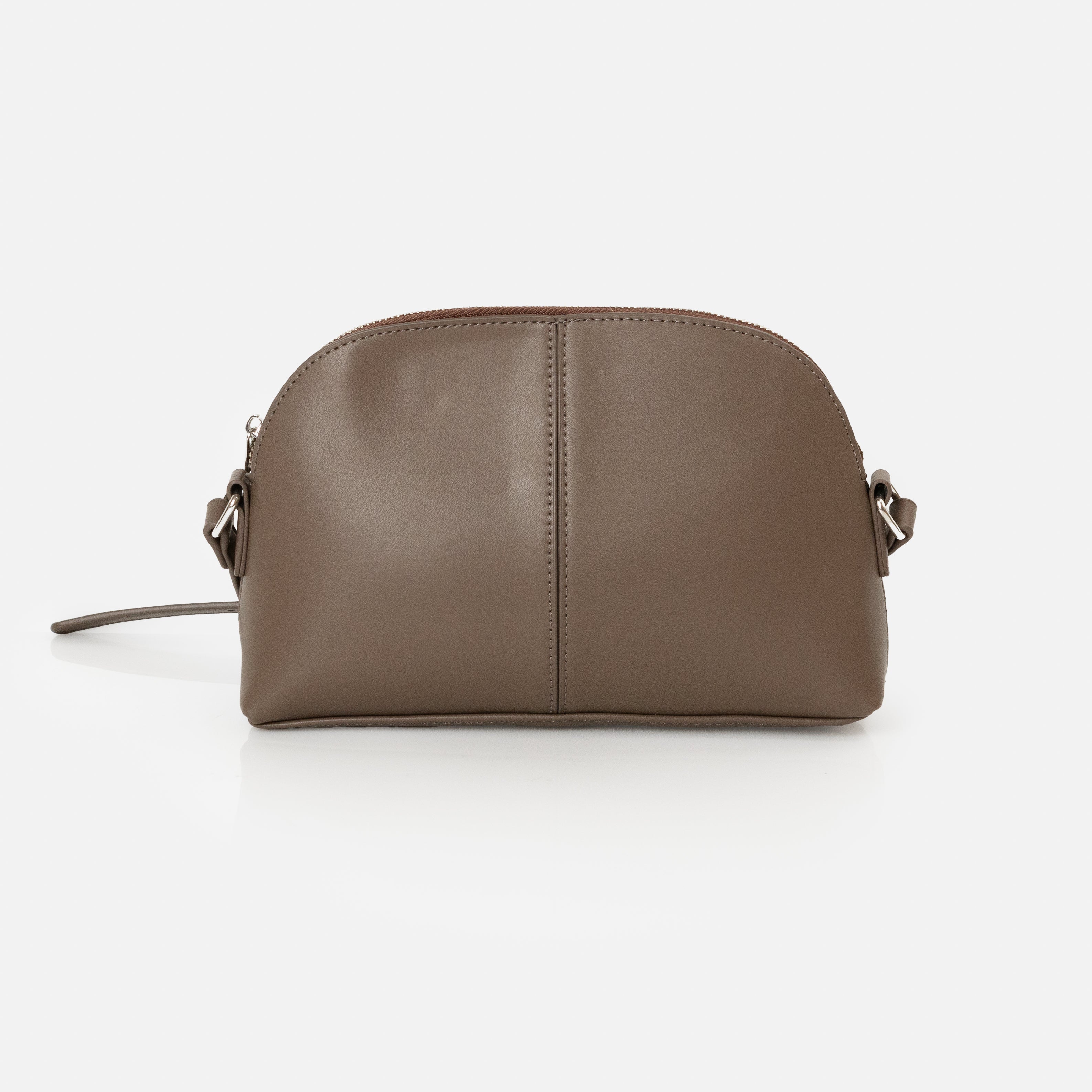 Taupe shoulder bag with front seam