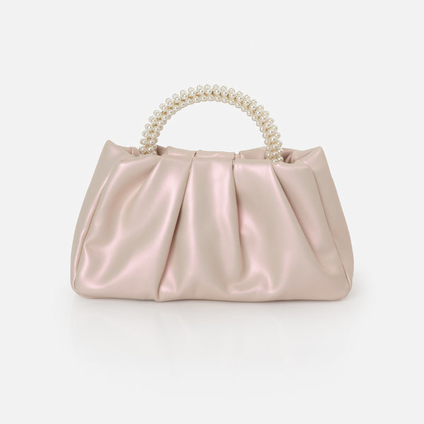 Charger l'image dans la galerie, Sac à main de soirée rose pâle avec poignée de perles