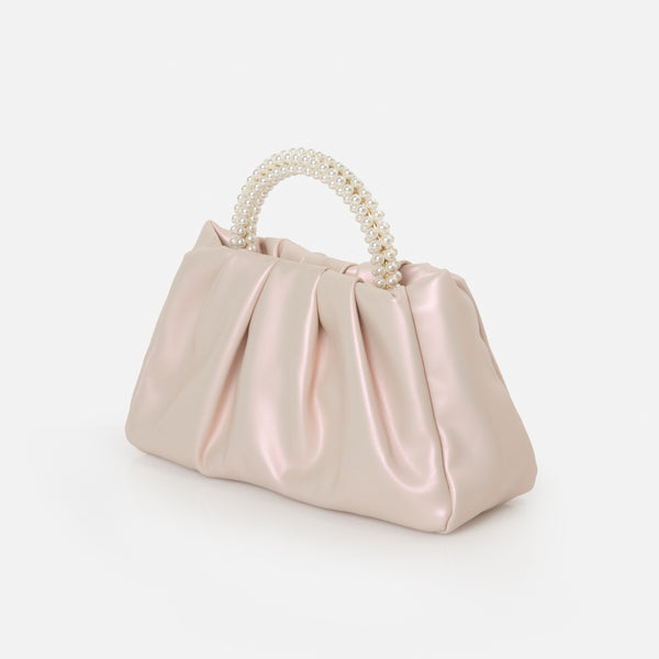 Charger l'image dans la galerie, Sac à main de soirée rose pâle avec poignée de perles
