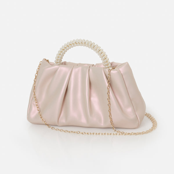 Charger l'image dans la galerie, Sac à main de soirée rose pâle avec poignée de perles