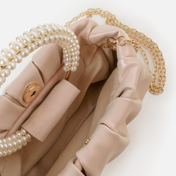 Charger l'image dans la galerie, Sac à main de soirée rose pâle avec poignée de perles