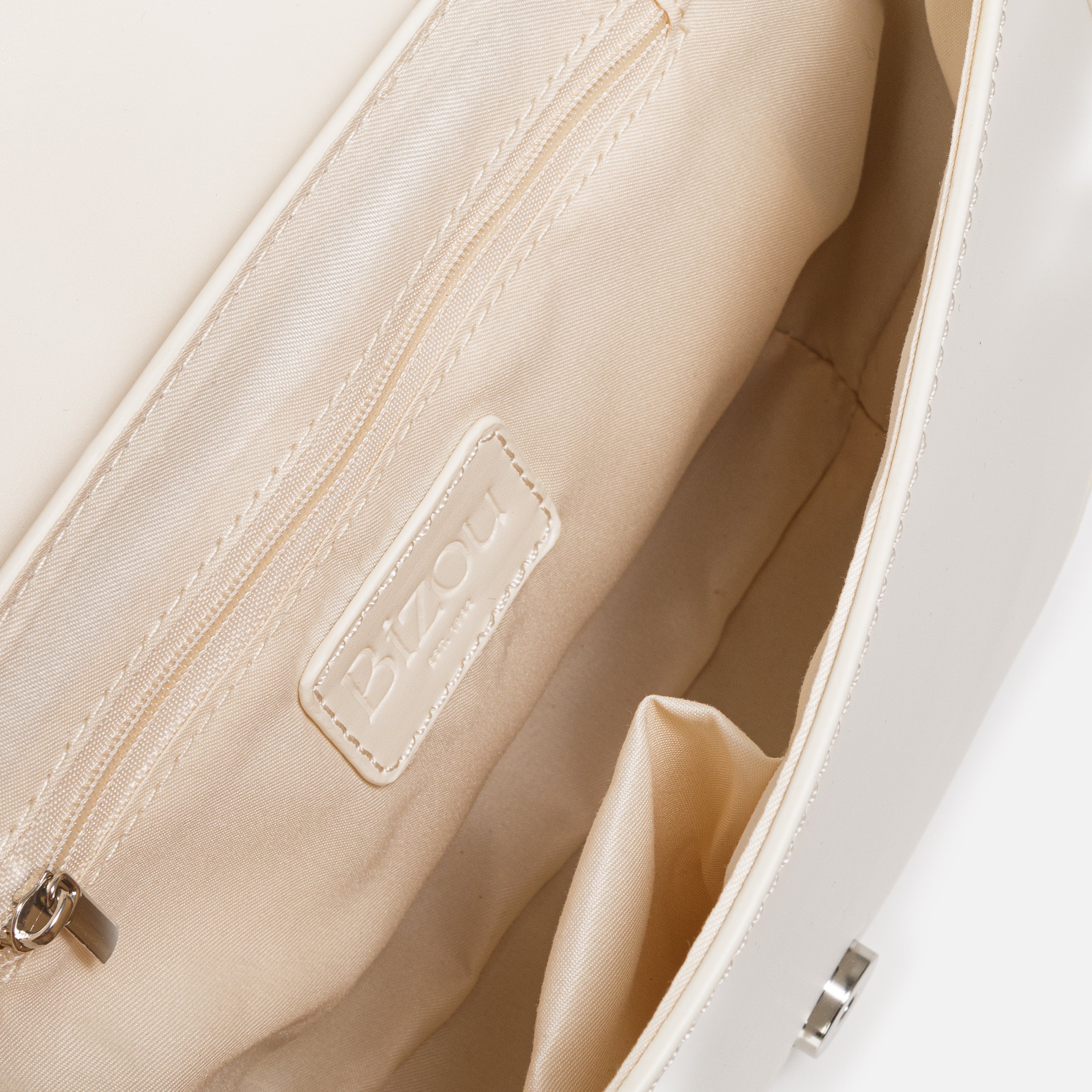 Ivory handbag with PU belt strap