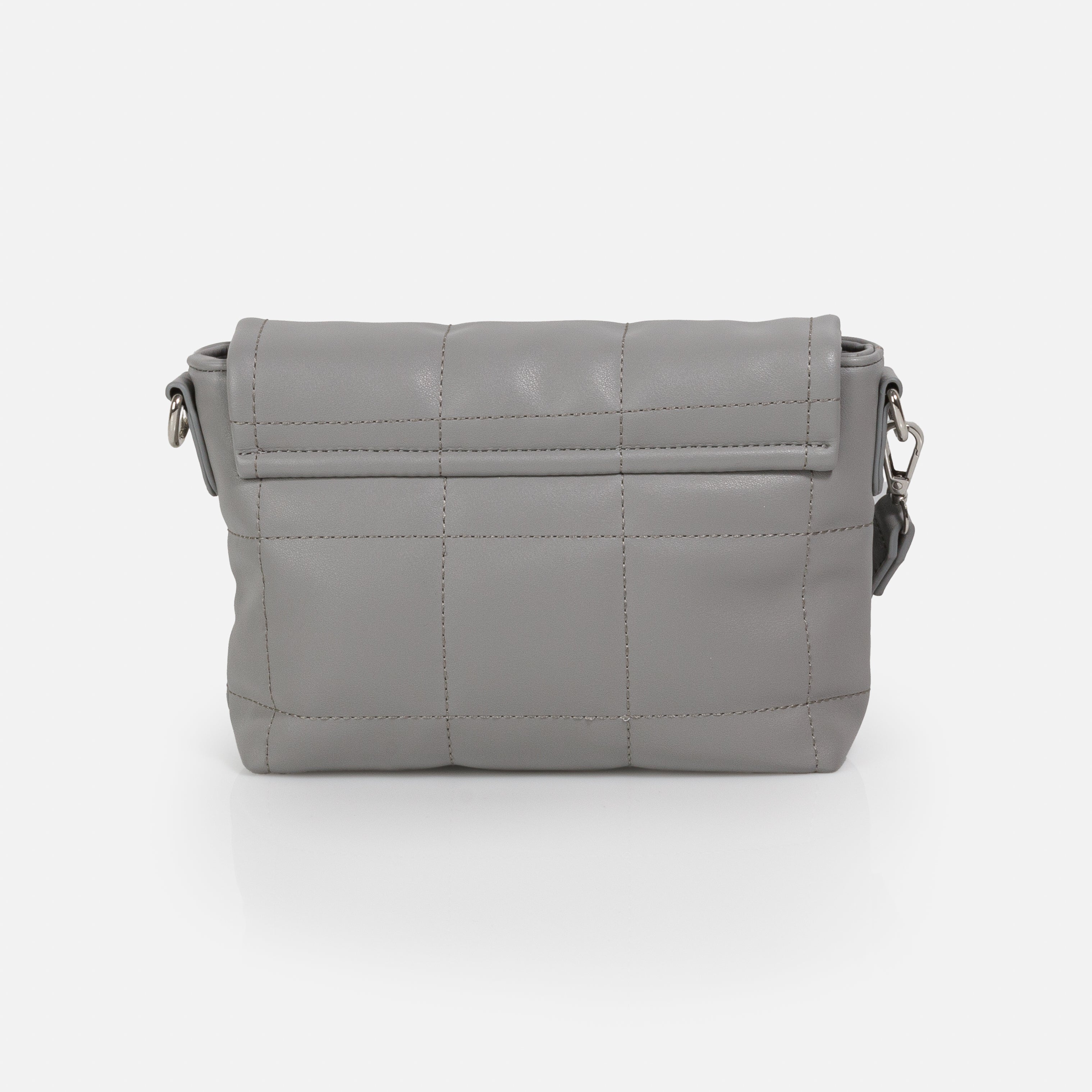 Grey quilted PU shoulder bag