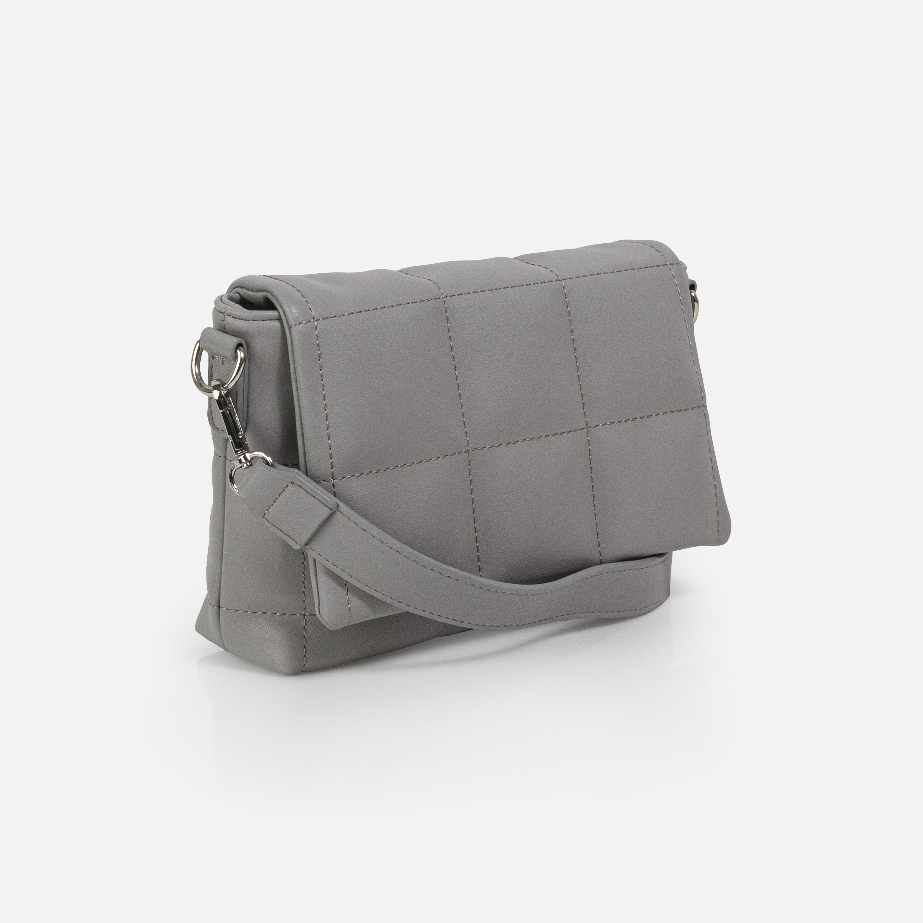 Grey quilted PU shoulder bag