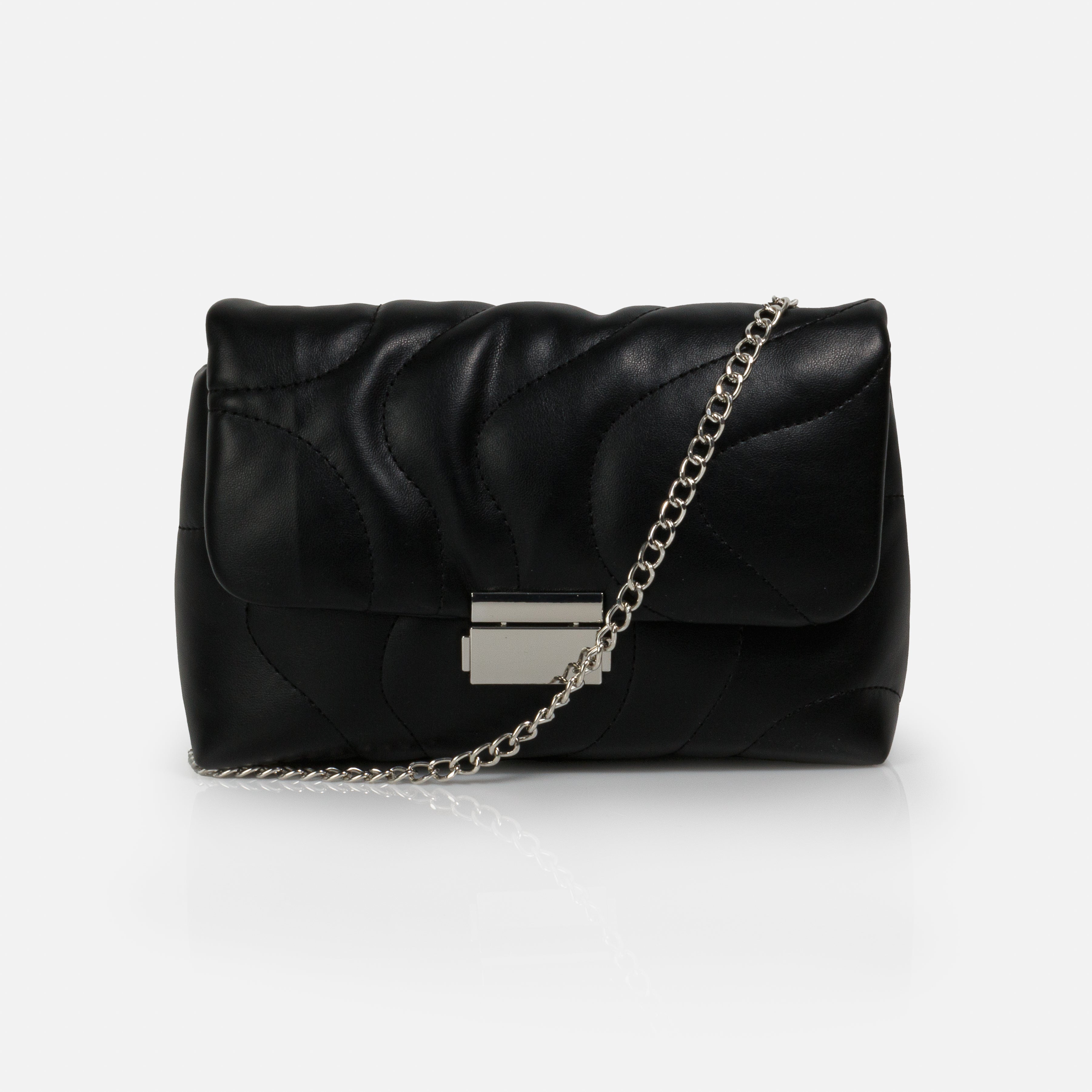 Black quilted PU shoulder bag
