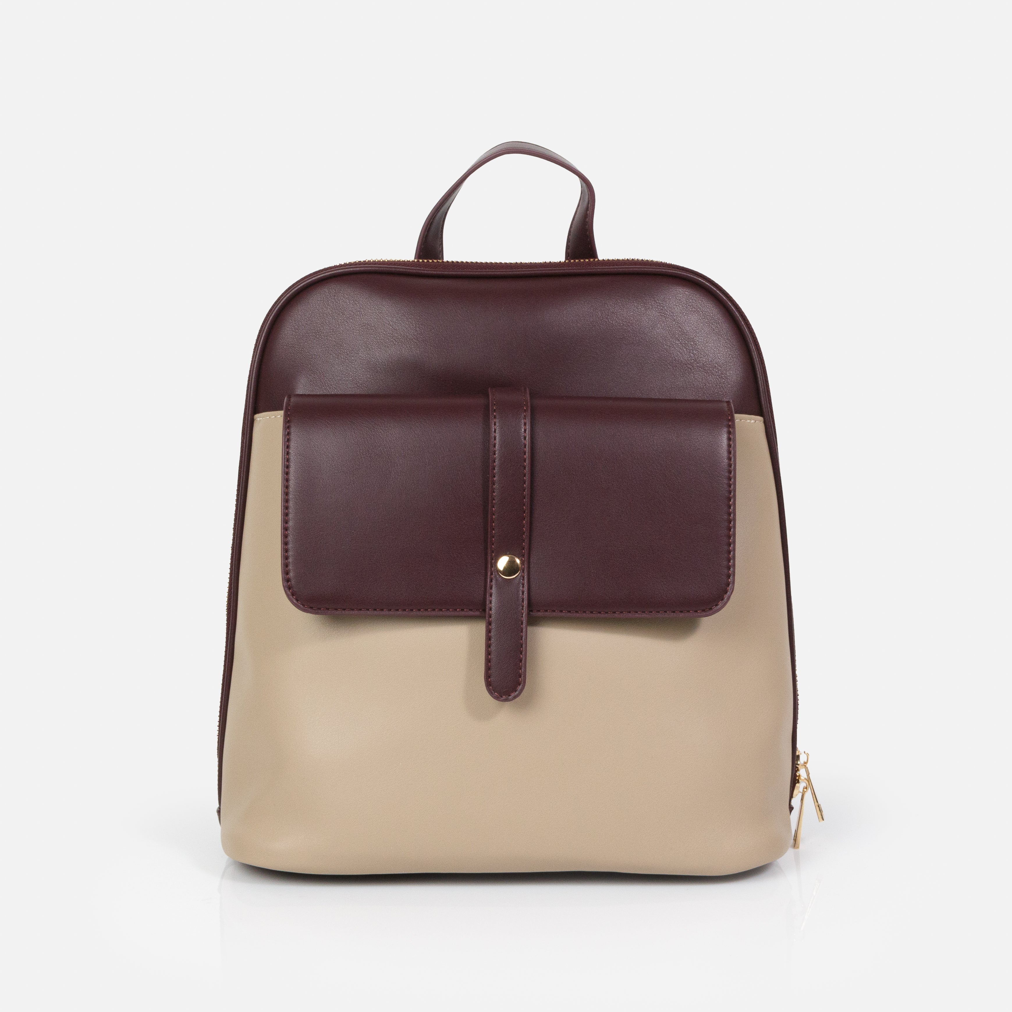 Sac à dos bourgogne & beige