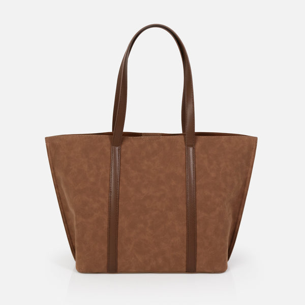 Load image into Gallery viewer, Pale brown suede tote bag
