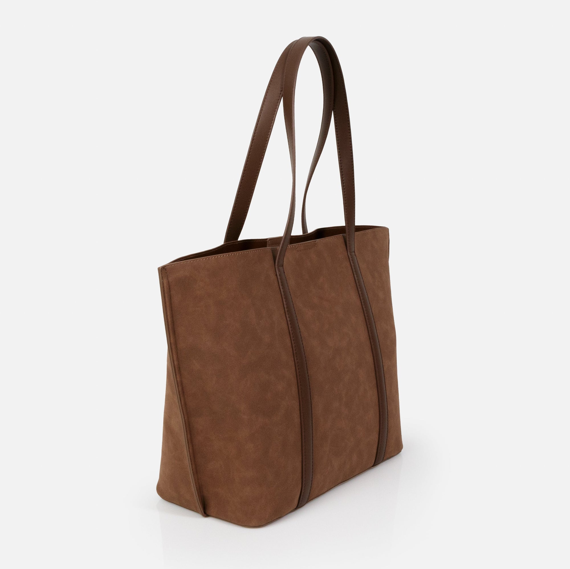 Pale brown suede tote bag