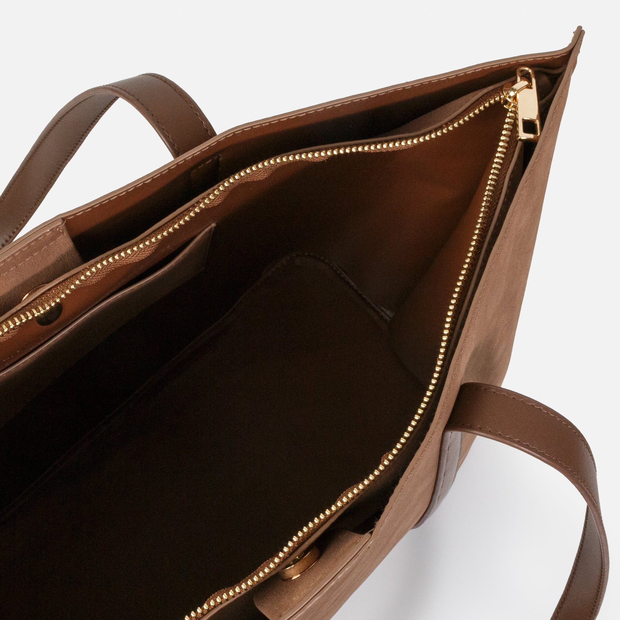 Pale brown suede tote bag