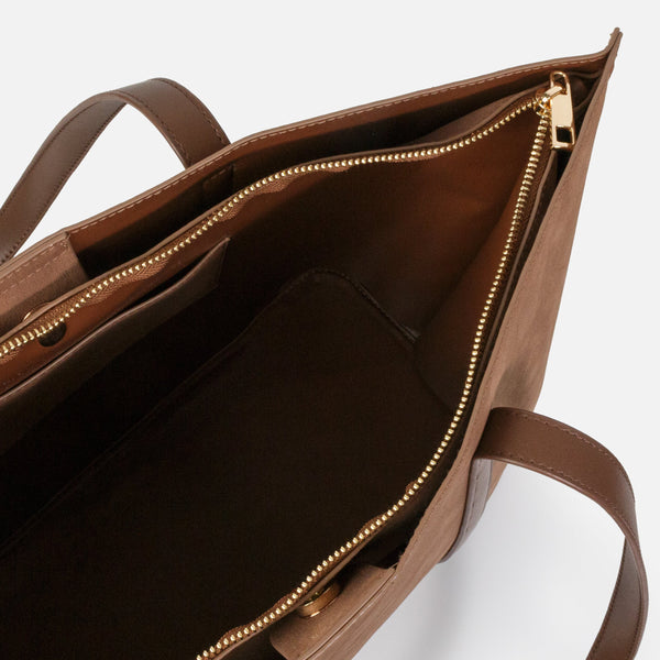 Load image into Gallery viewer, Pale brown suede tote bag