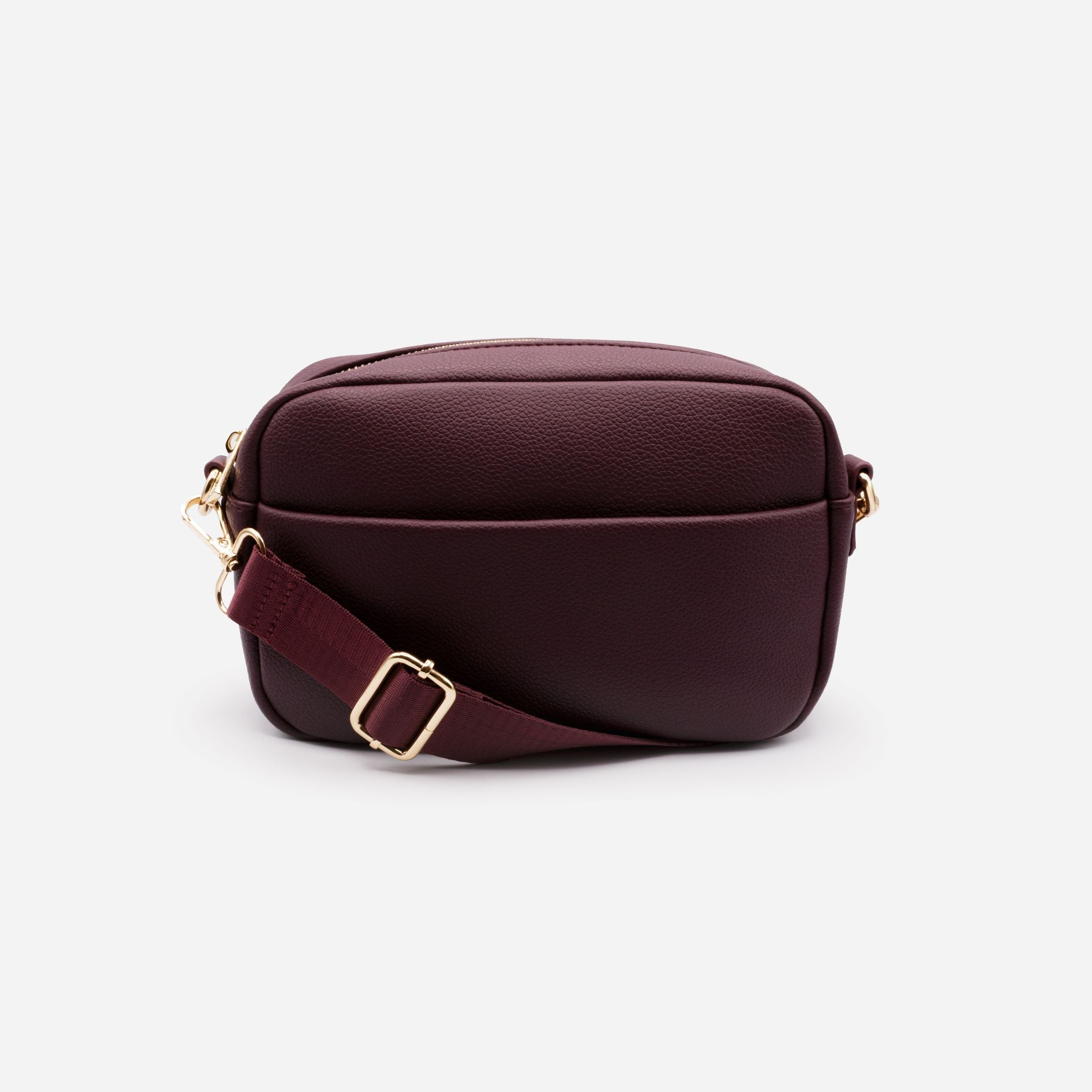 Sac à main bandoulière bourgogne en PU avec sangle en nylon