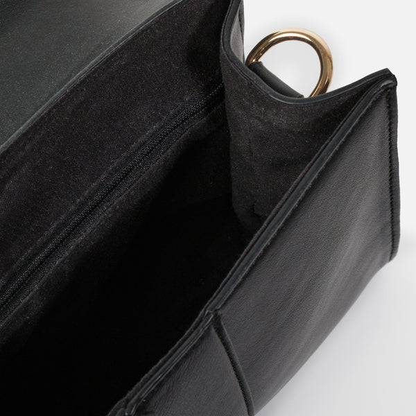 Charger l'image dans la galerie, Sac à main noir en PU lisse avec poignée tressée