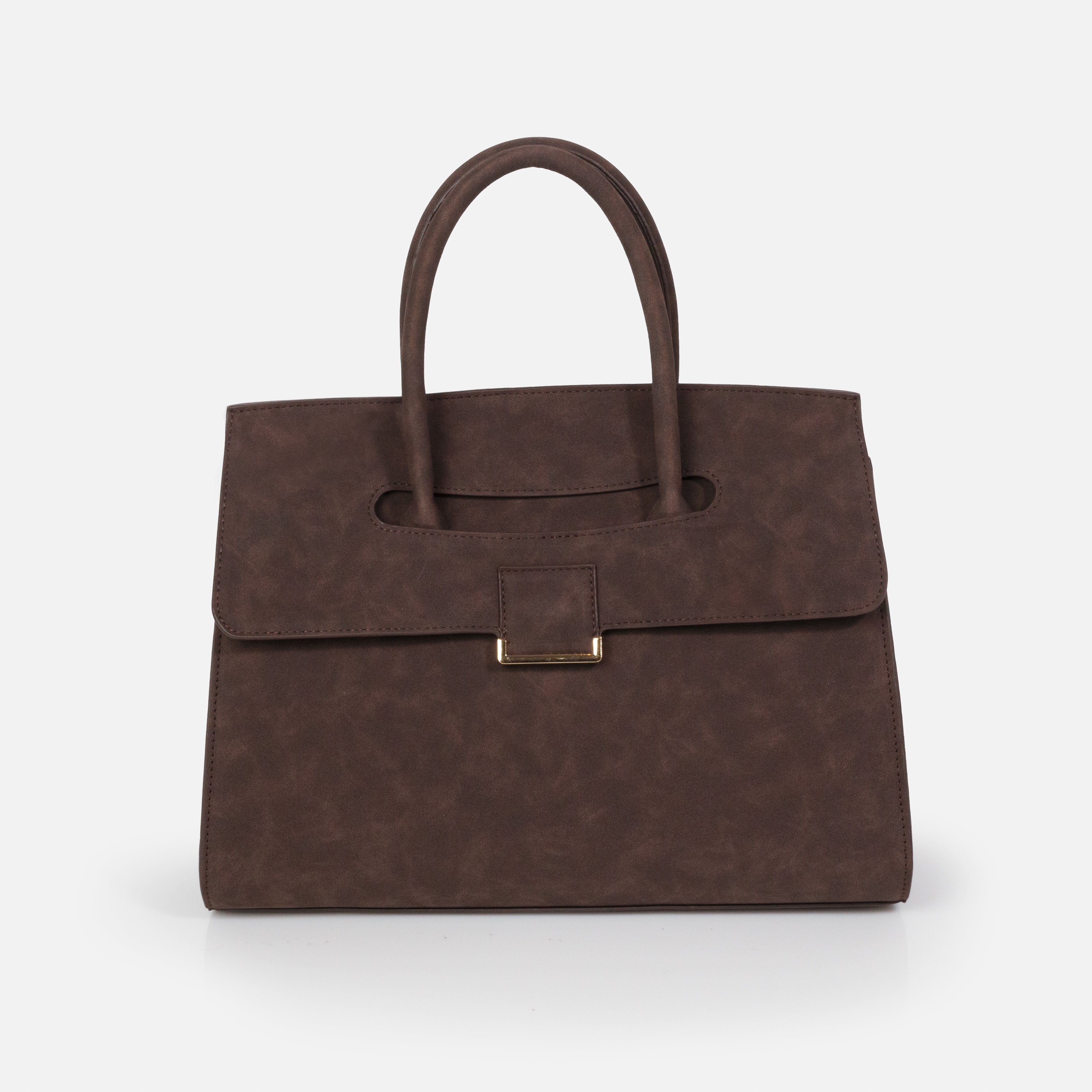 Dark brown suede handbag