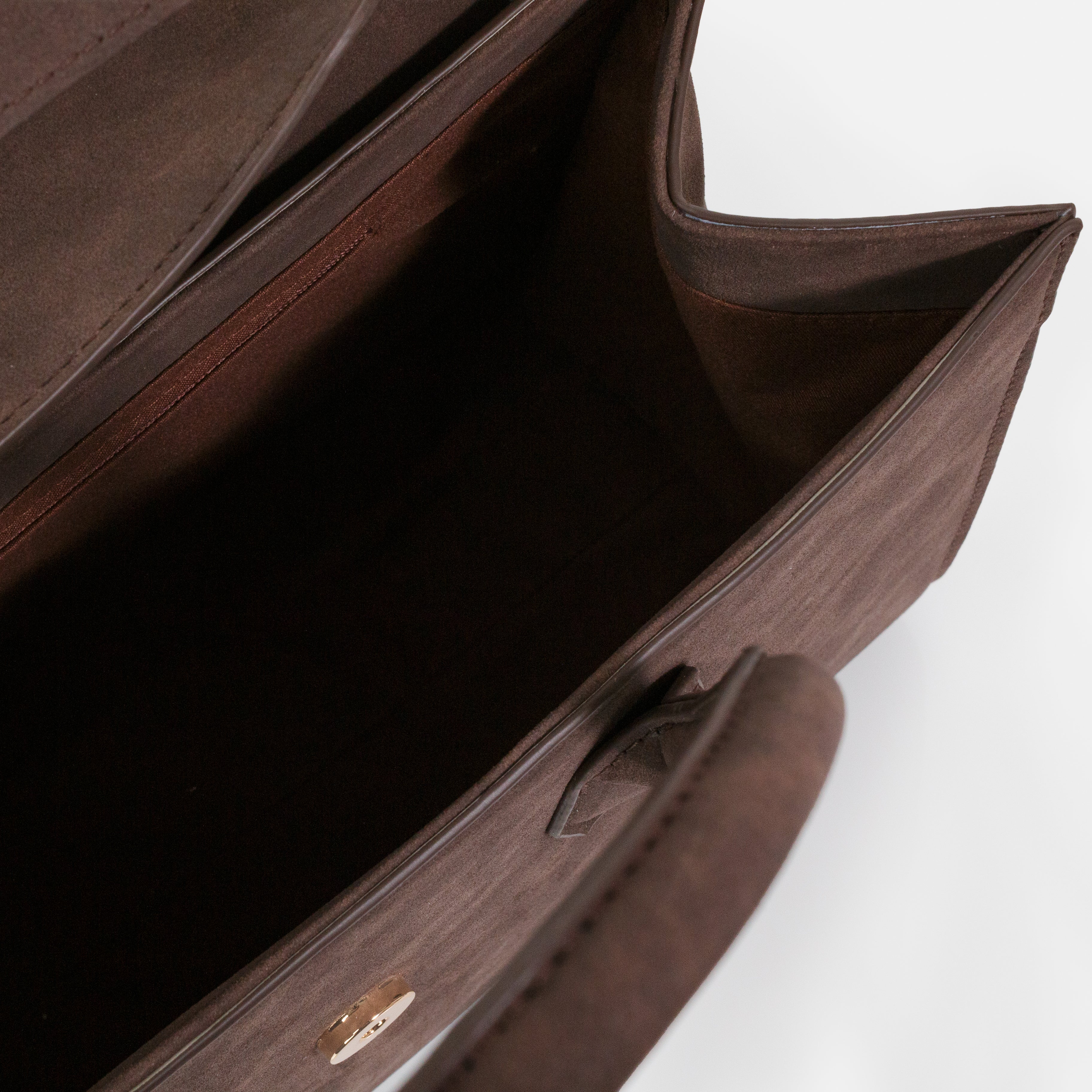 Dark brown suede handbag