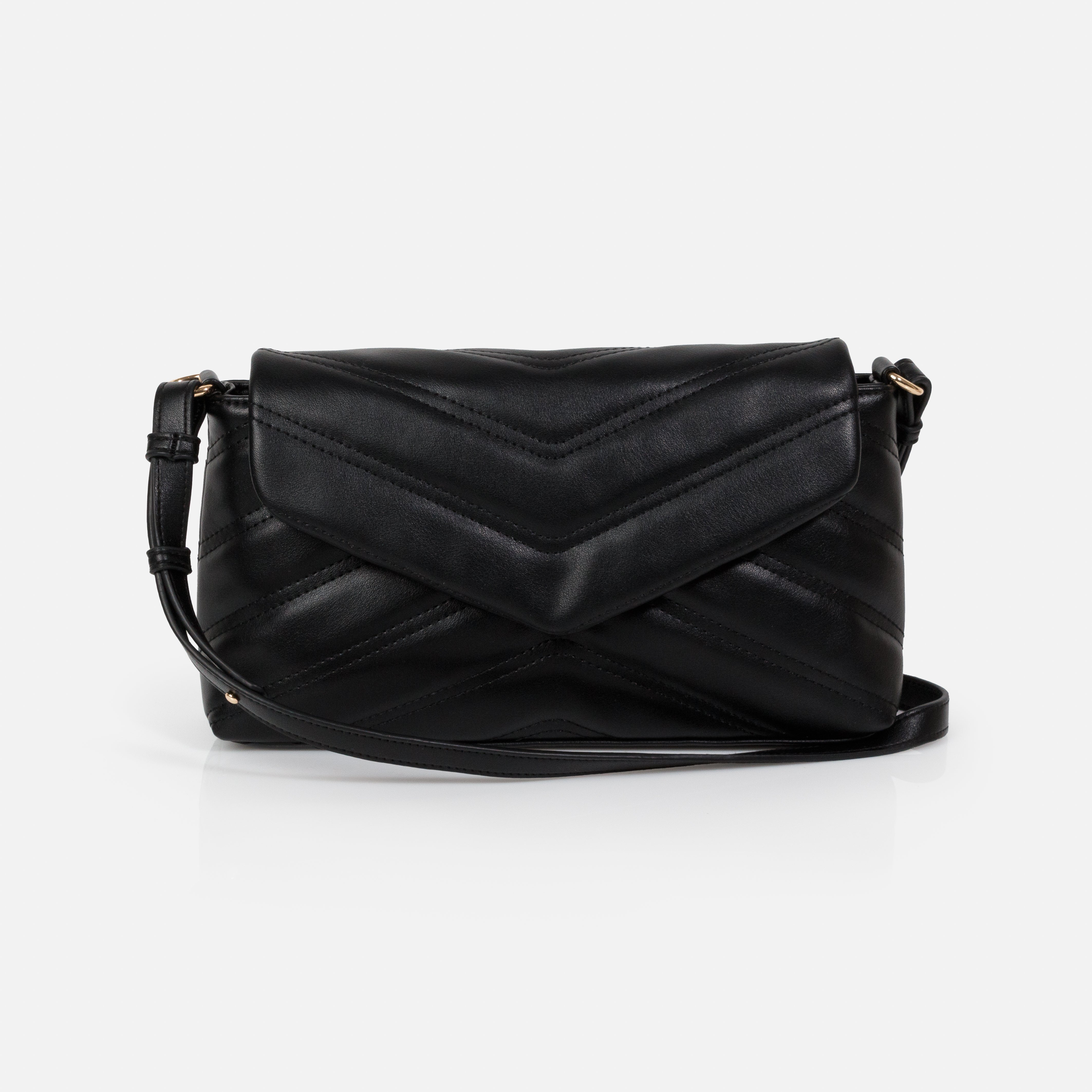 Black quilted PU shoulder bag