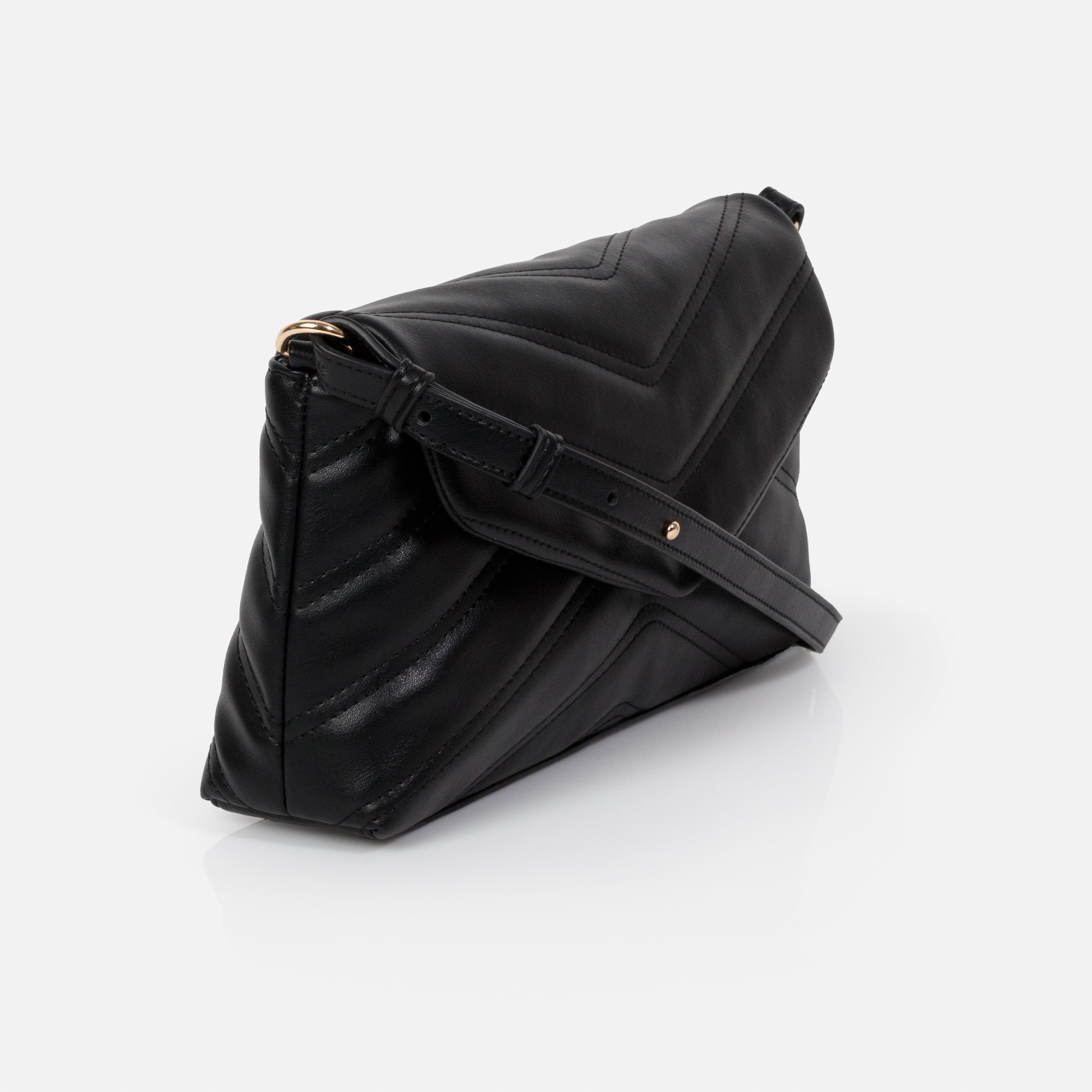 Black quilted PU shoulder bag