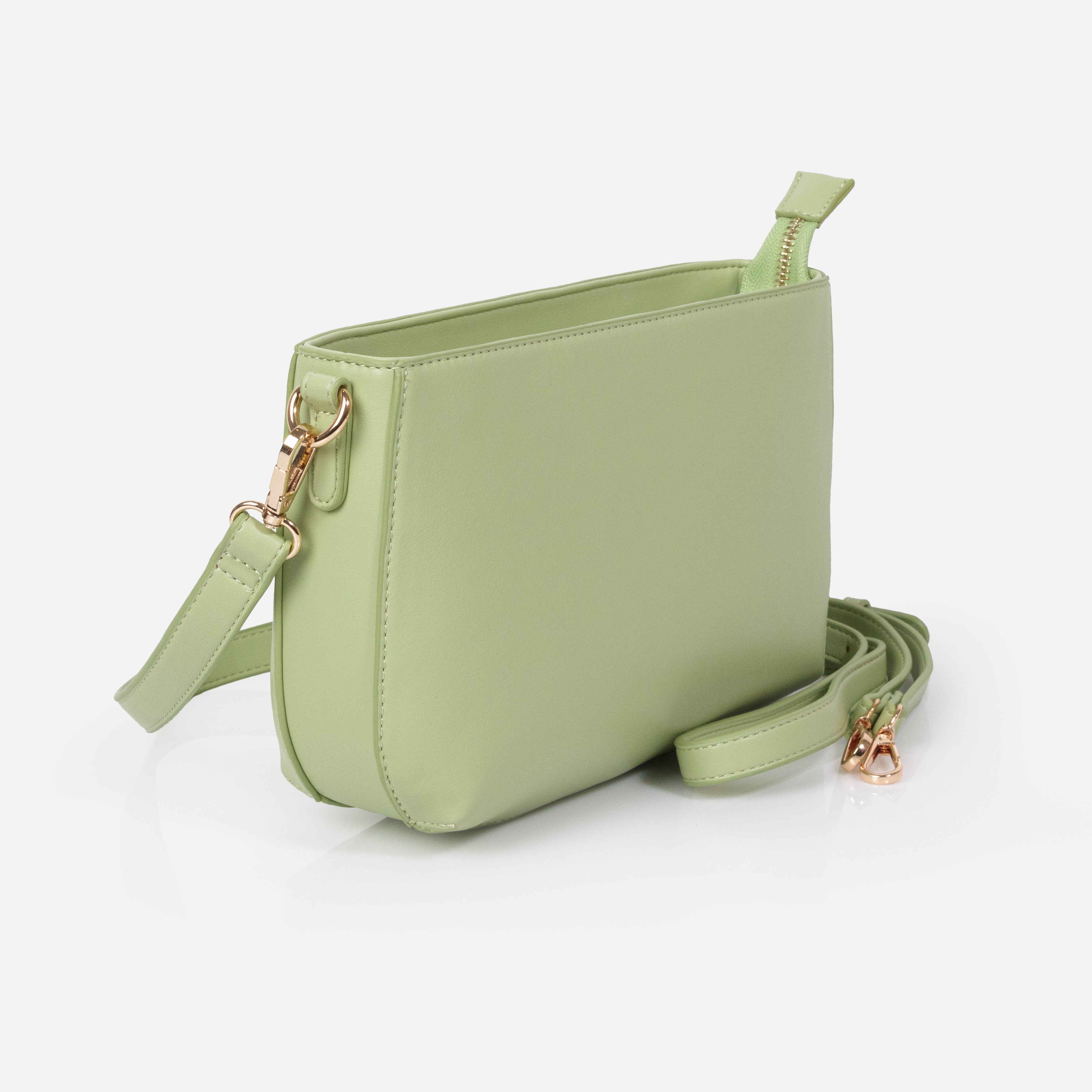 Pale green smooth PU handbag