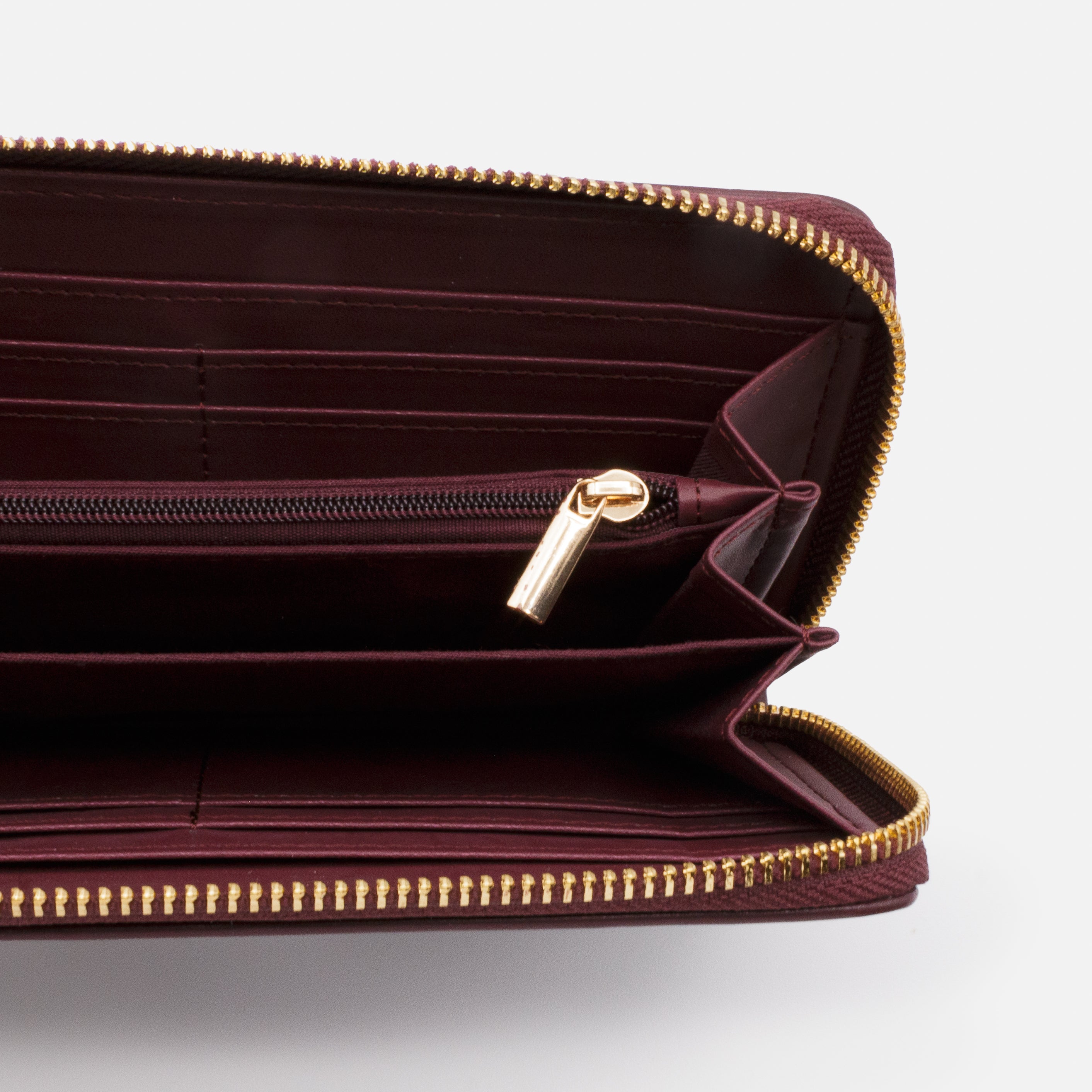 Burgundy smooth PU wallet with tassel