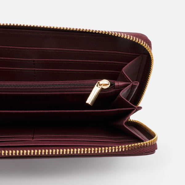 Charger l'image dans la galerie, Portefeuille bourgogne en PU lisse avec pampille