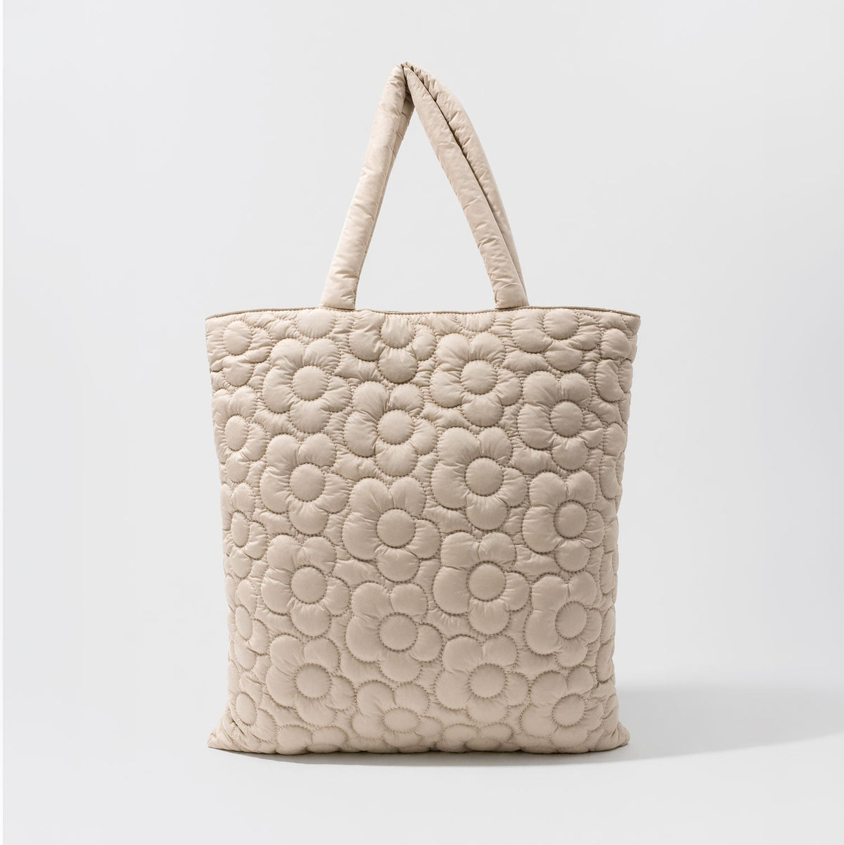 Sac fourre-tout matelassé beige à motif floral