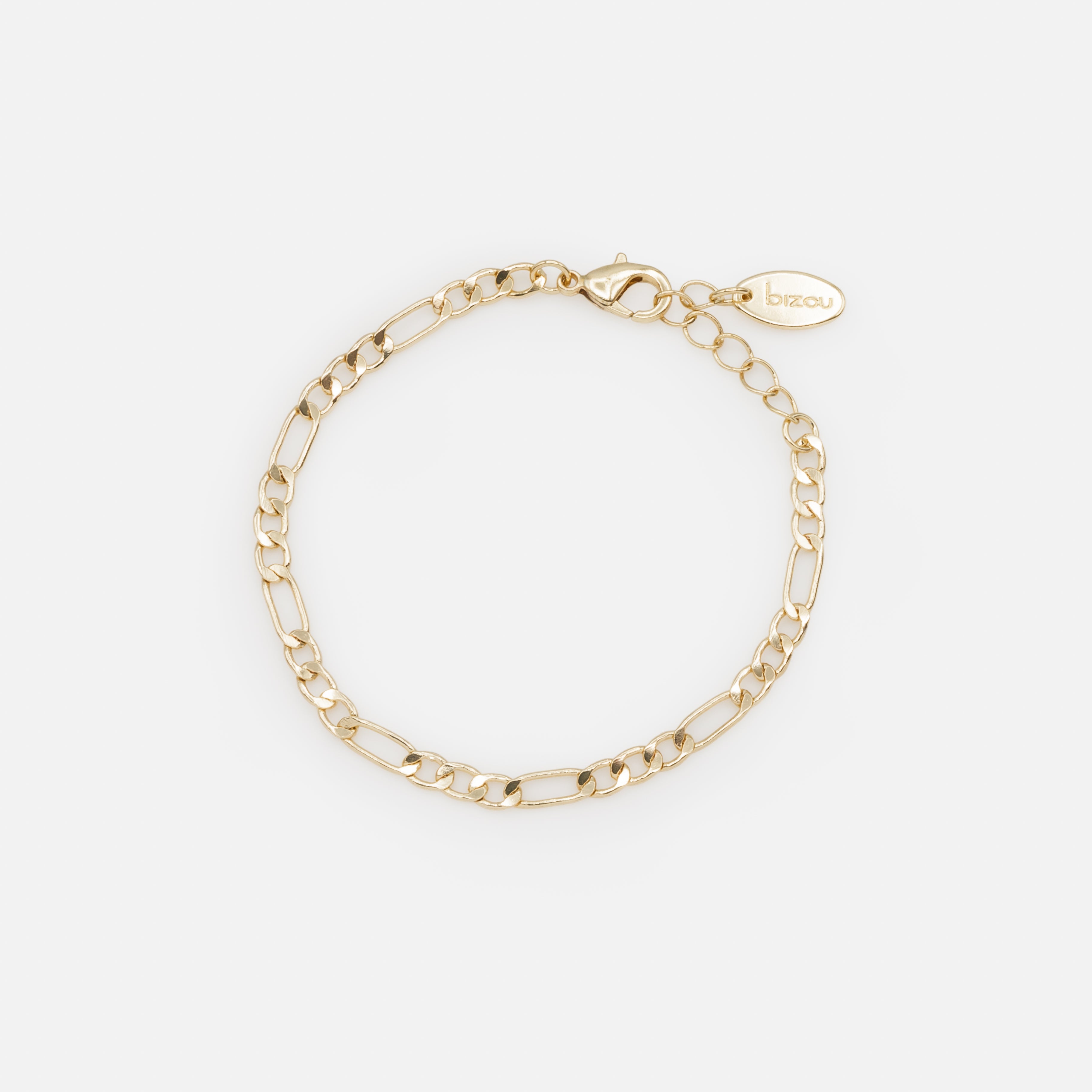Ensemble de deux bracelets dorés à mailles corde et figaro