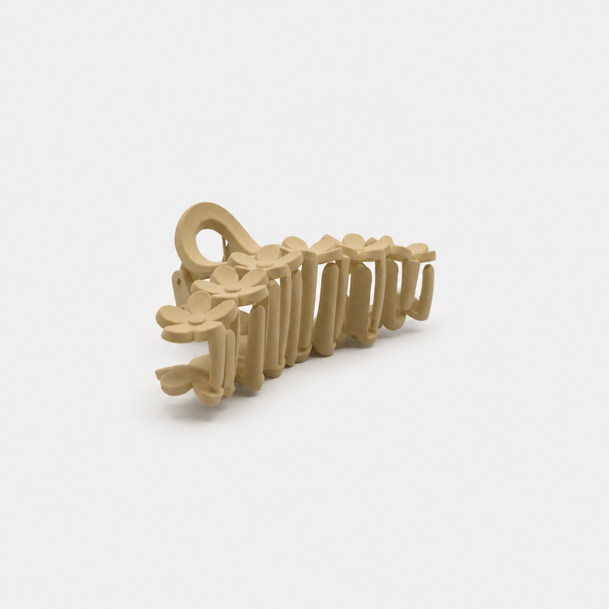 Pince fleurs beige en plastique au fini mat