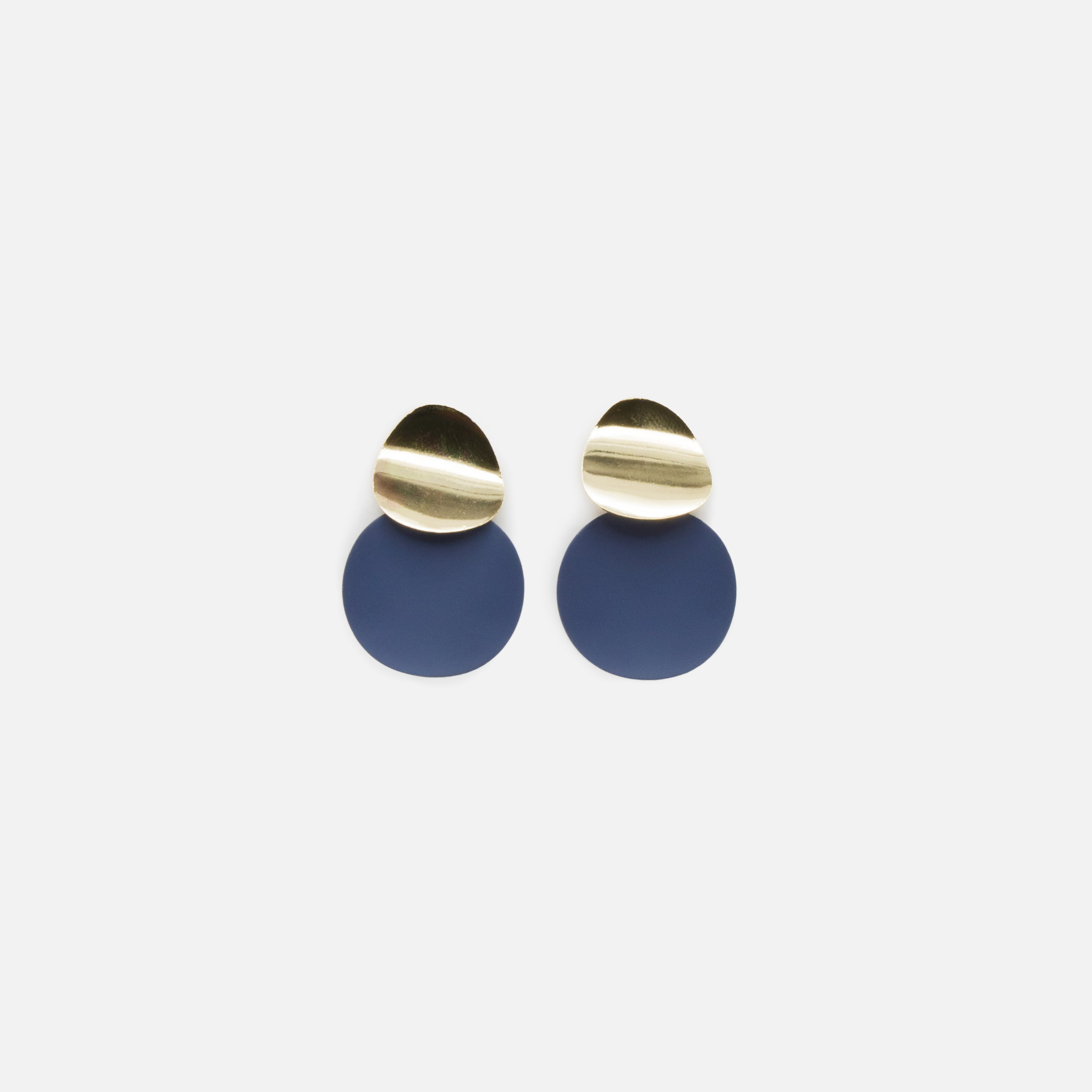Boucles d'oreilles cercles marine et dorés