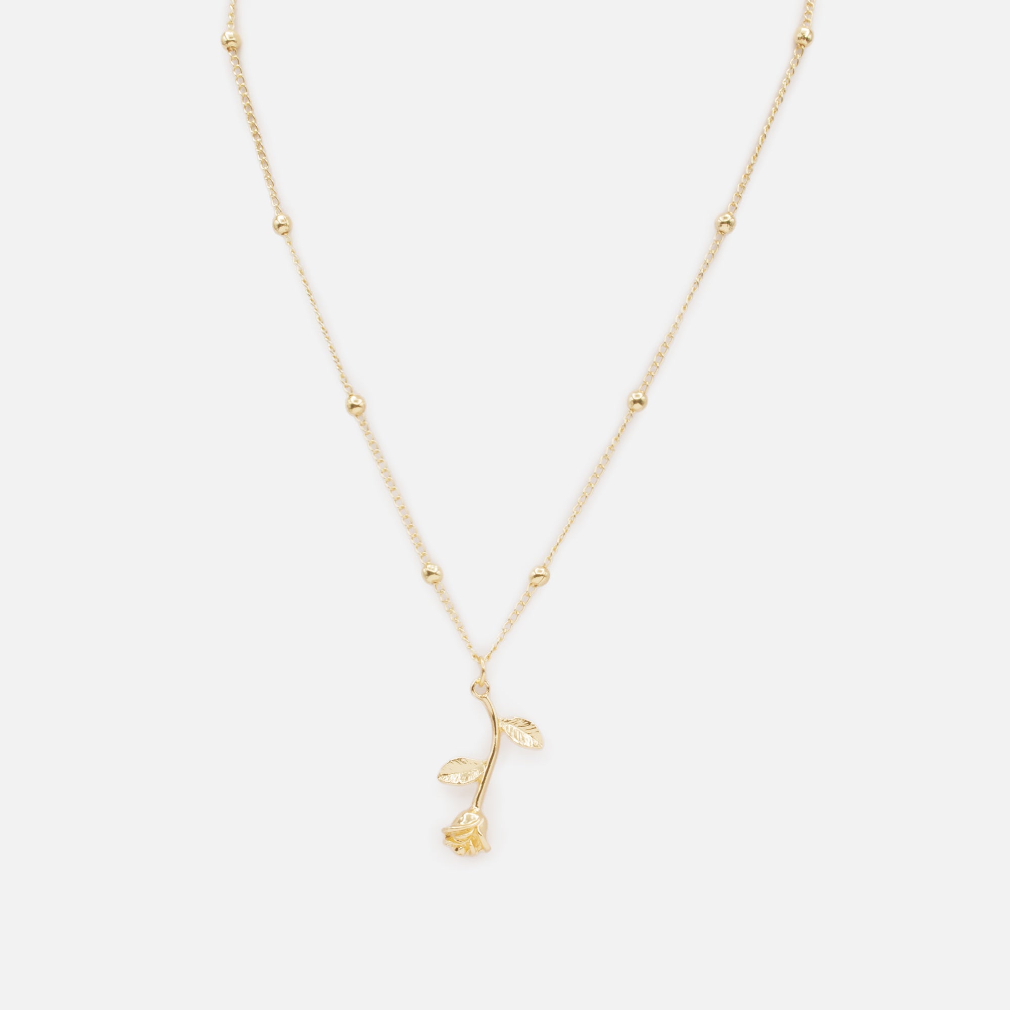 Collier doré rose séchée
