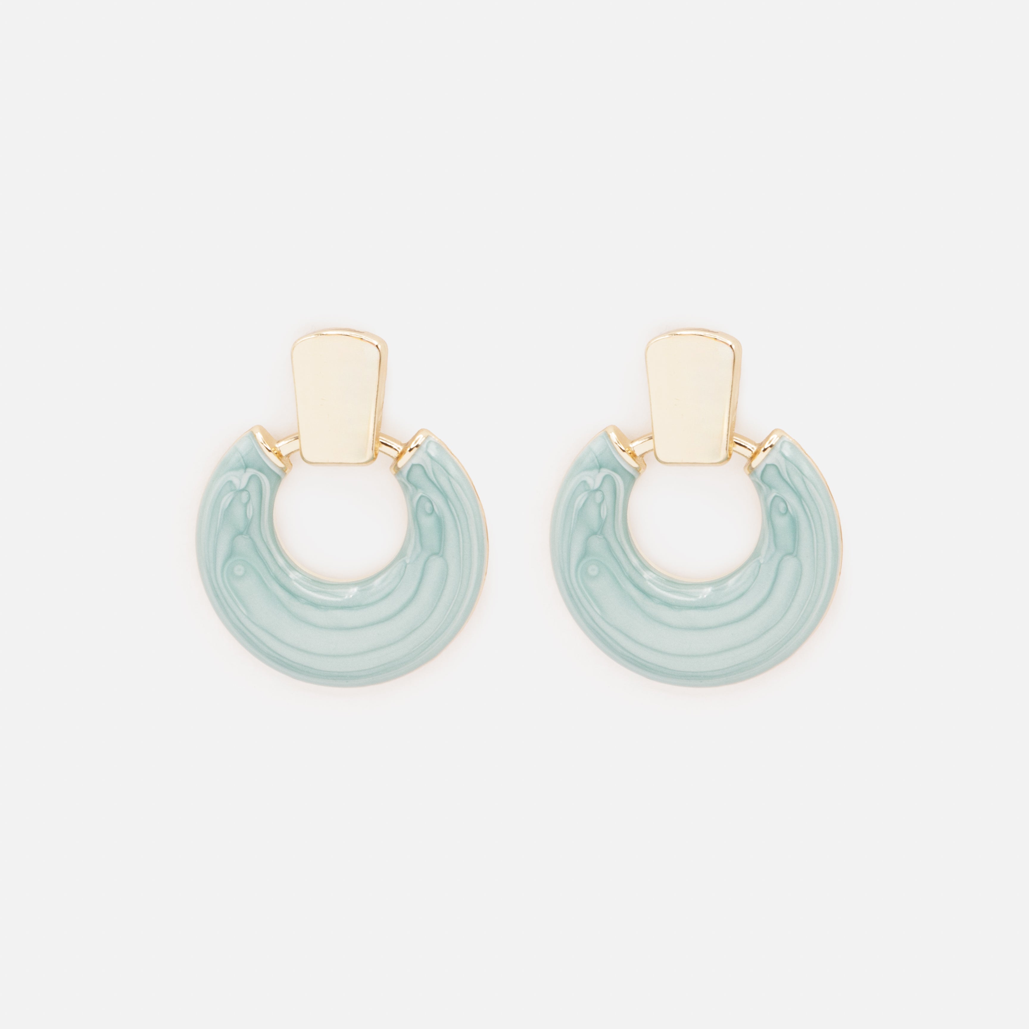 Gold and turquoise hoop earrings