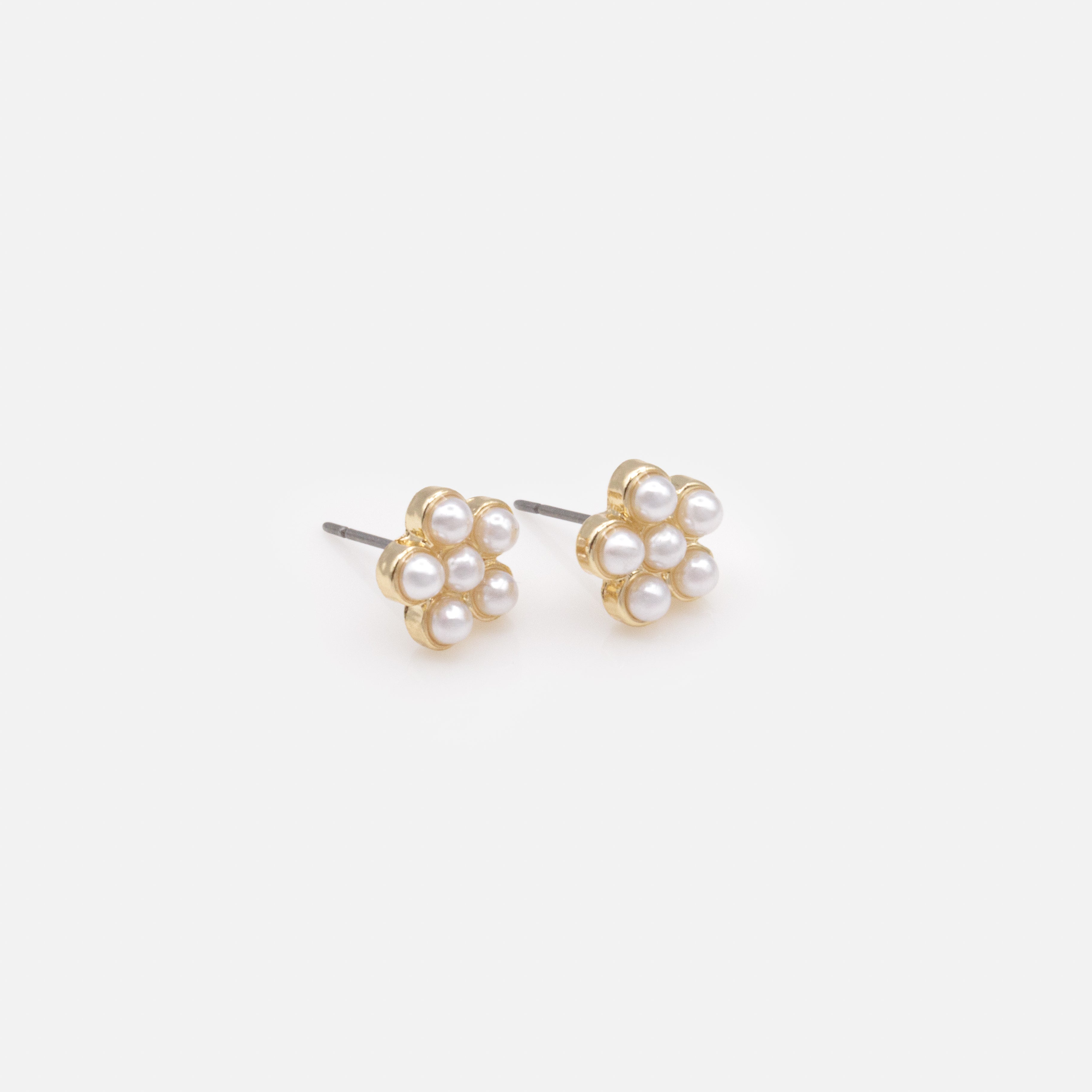 Boucles d'oreilles dorées fleur en perles