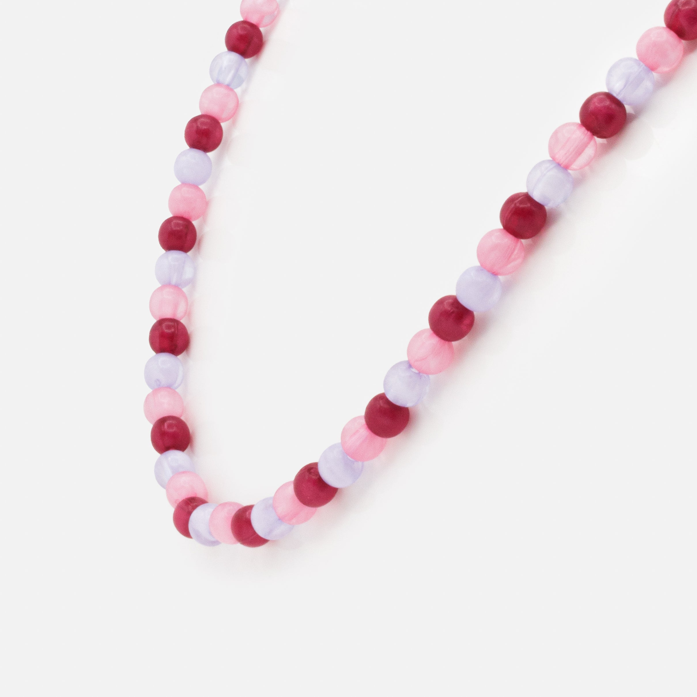 Collier à billes rondes lilas, rose pâle & rose foncé