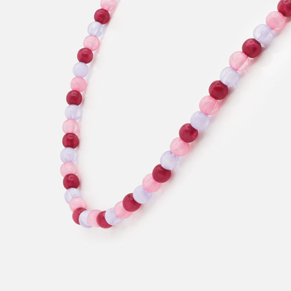Charger l'image dans la galerie, Collier à billes rondes lilas, rose pâle & rose foncé