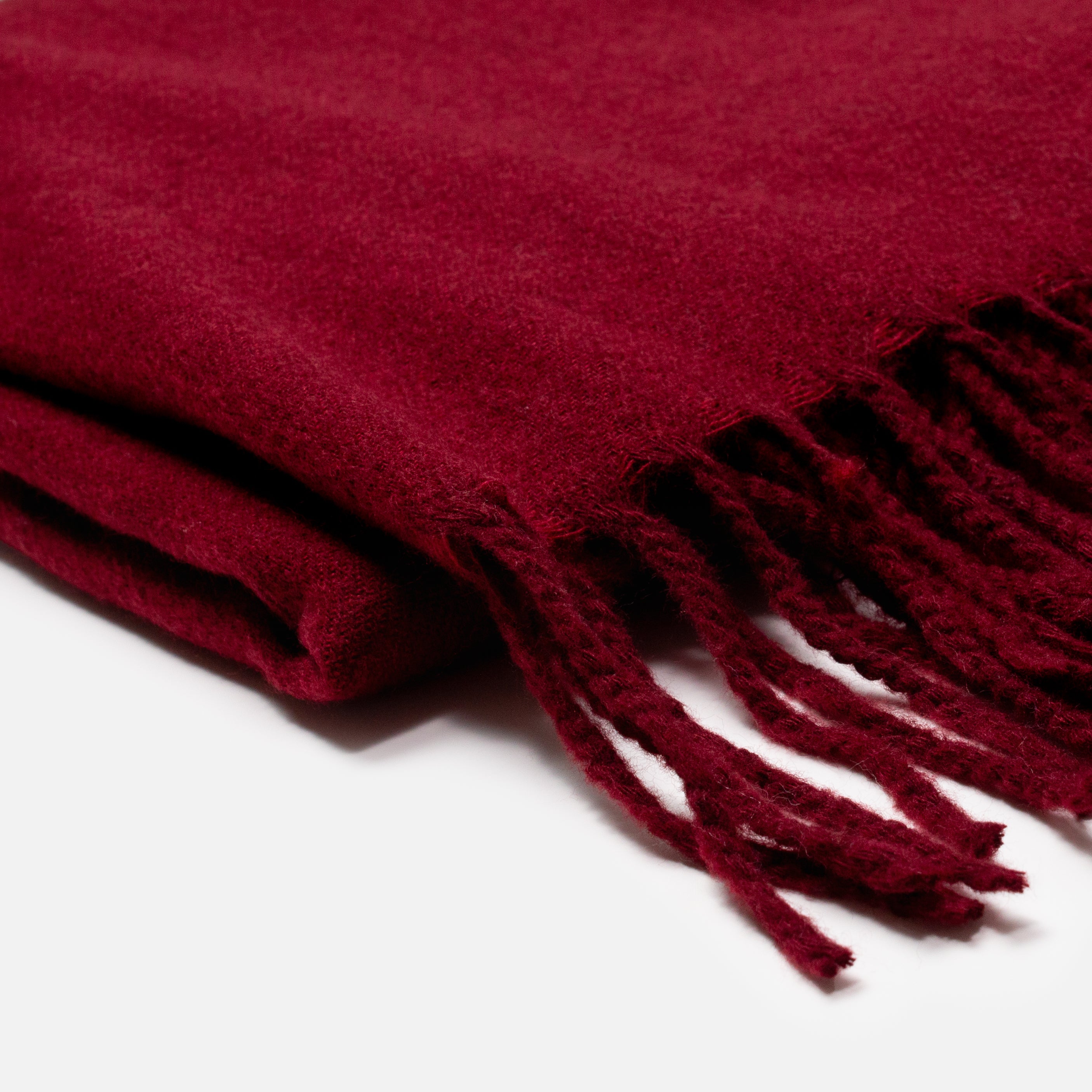 Burgundy fringed scarf