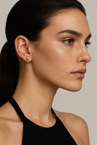 Load image into Gallery viewer, 4 mm gold bead earrings in 10k gold