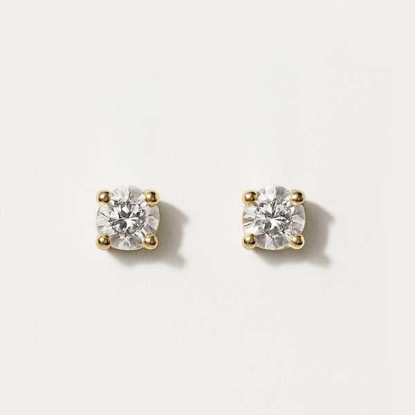 Load image into Gallery viewer, Earrings set with a 2.5 mm round cubic zirconia on 14k gold posts