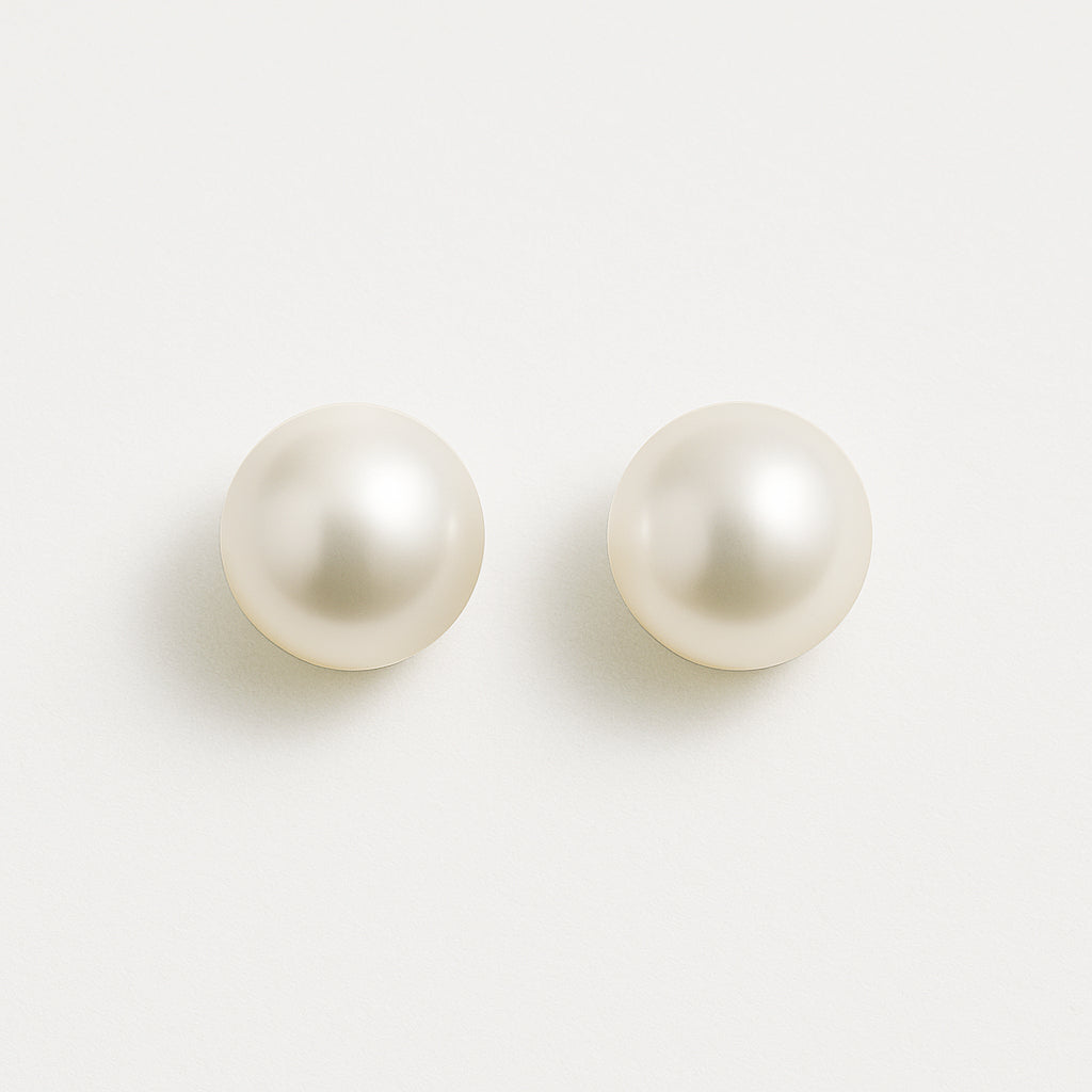 Boucles d’oreilles perles de culture rondes 6 mm avec tige en or 14 carats