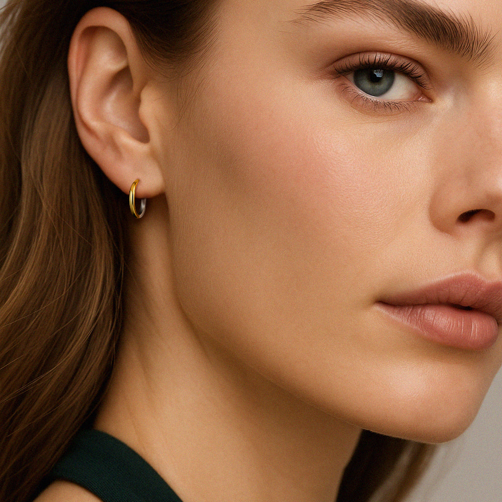 Boucles d’oreilles anneaux 11 mm en or jaune & blanc 10 carats