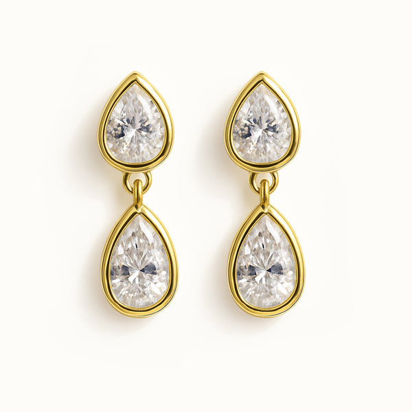 Charger l'image dans la galerie, Boucles d'oreilles en or vermeil avec zircons cubiques en forme de gouttes