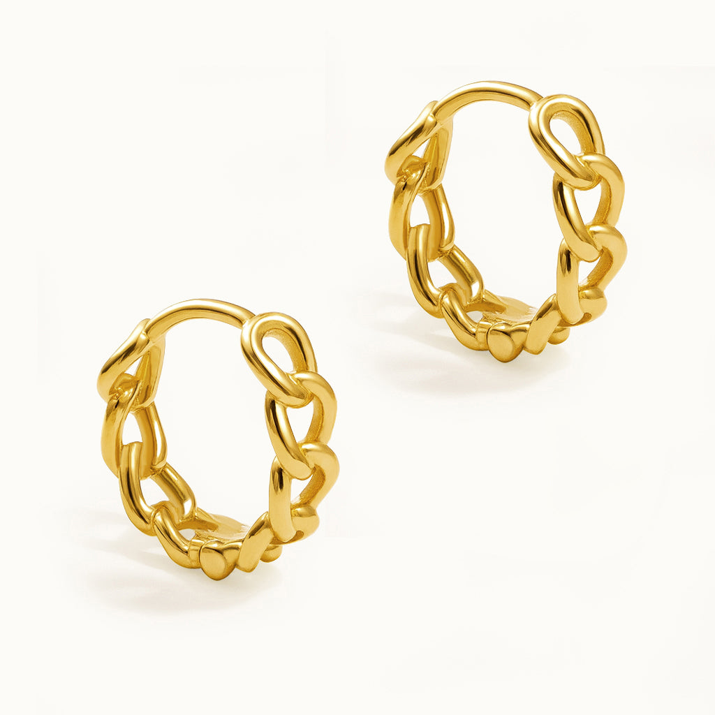 Boucles d'oreilles huggies 13 mm mailles gourmette en or vermeil