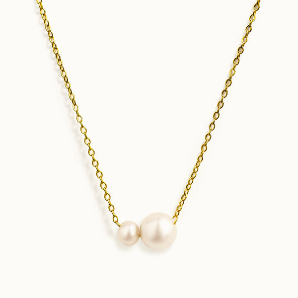 Charger l'image dans la galerie, Collier en or vermeil avec duo de perles d’eau douce