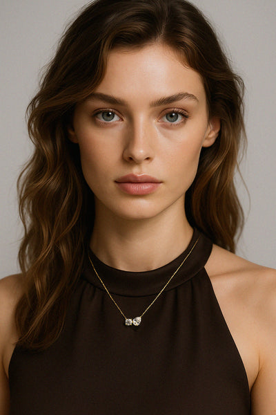 Charger l'image dans la galerie, Collier en or vermeil avec duo de zircons cubiques